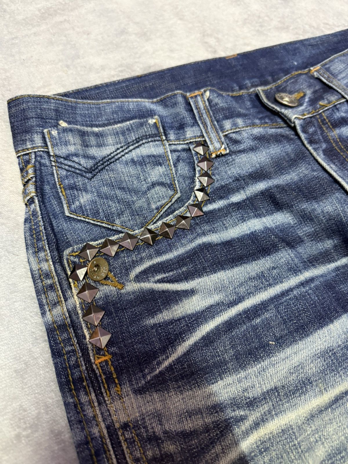 Hysteric Glamour × Japanese Brand Old Army Japan Studded Claw Mark Muddy Wide Leg Flared Jeans Size US 30 / EU 46 - 5 Thumbnail
