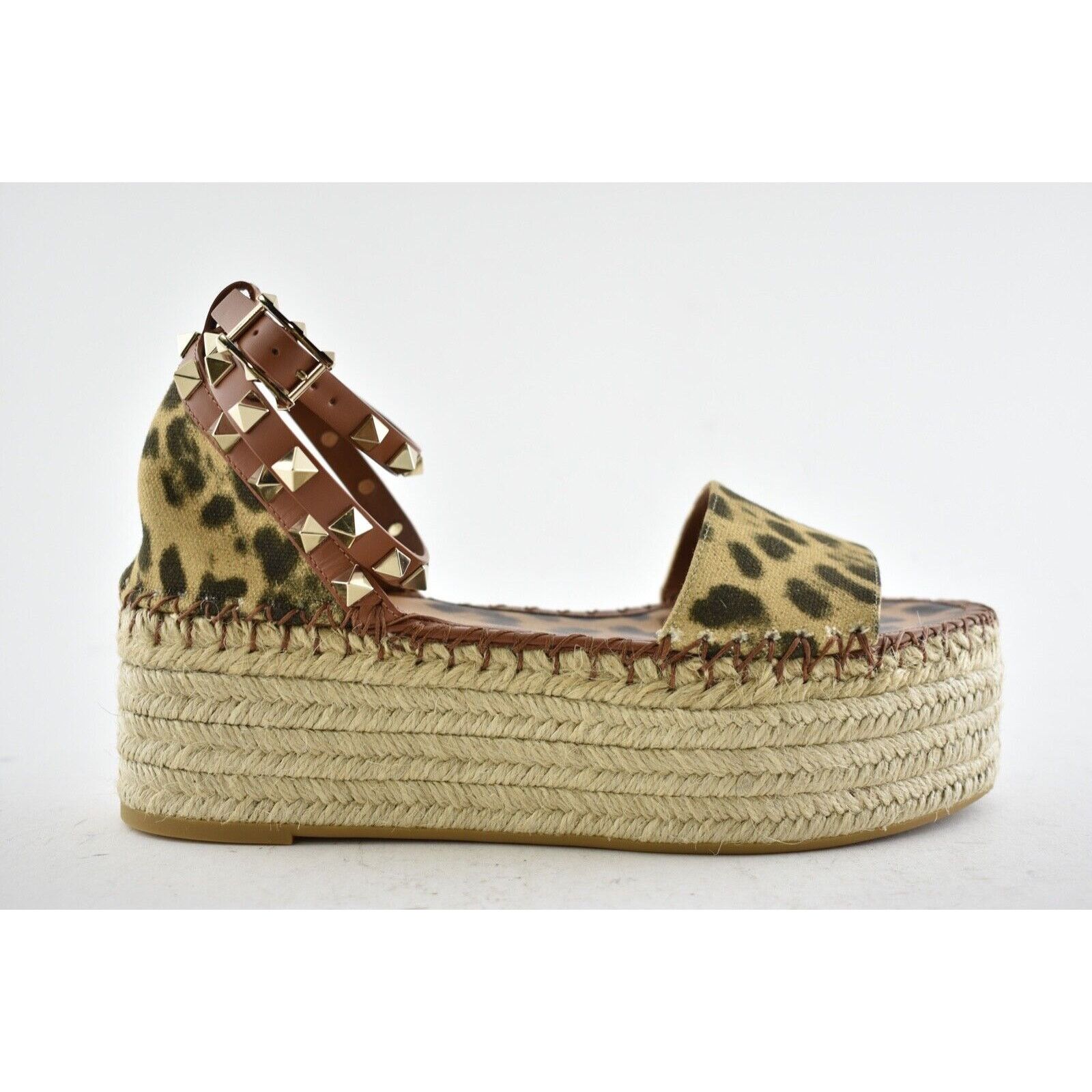 Valentino Valentino Rockstud Leopard Black Ankle Strap Platform Size US 8 / IT 38 - 2 Thumbnail