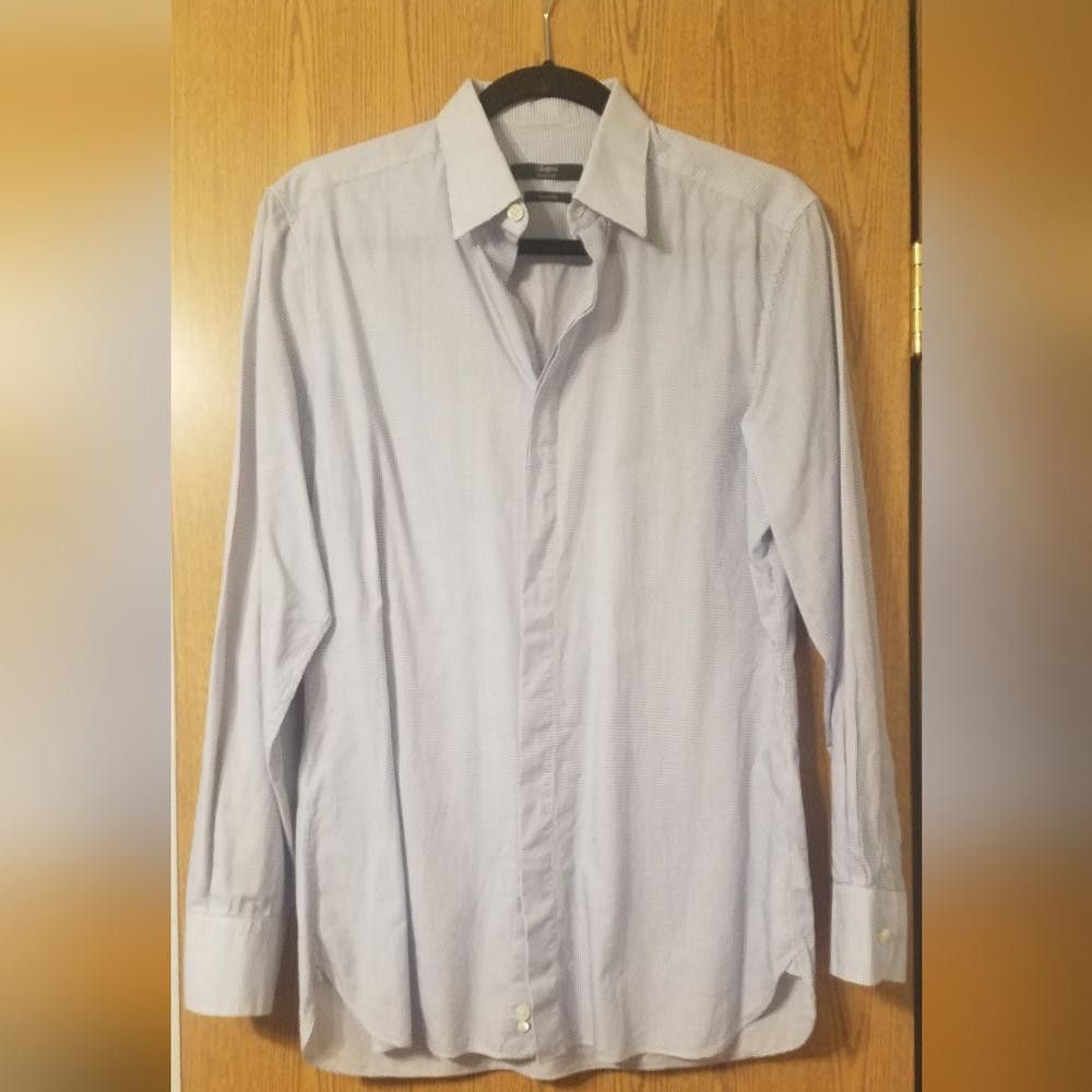 Z Zegna Zegna Silver Line Drop 8 Fit Blue/White Shirt Size 15 1/2 Size 38R - 1 Thumbnail
