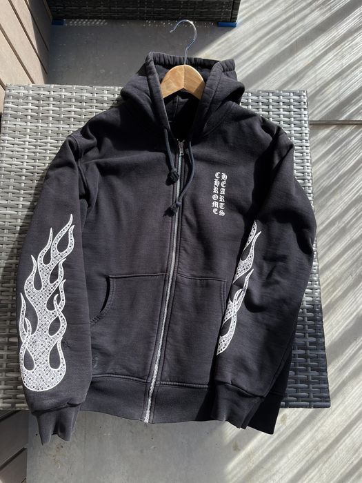 Chrome Hearts Chrome Hearts vertical flames zip up hoodie | Grailed