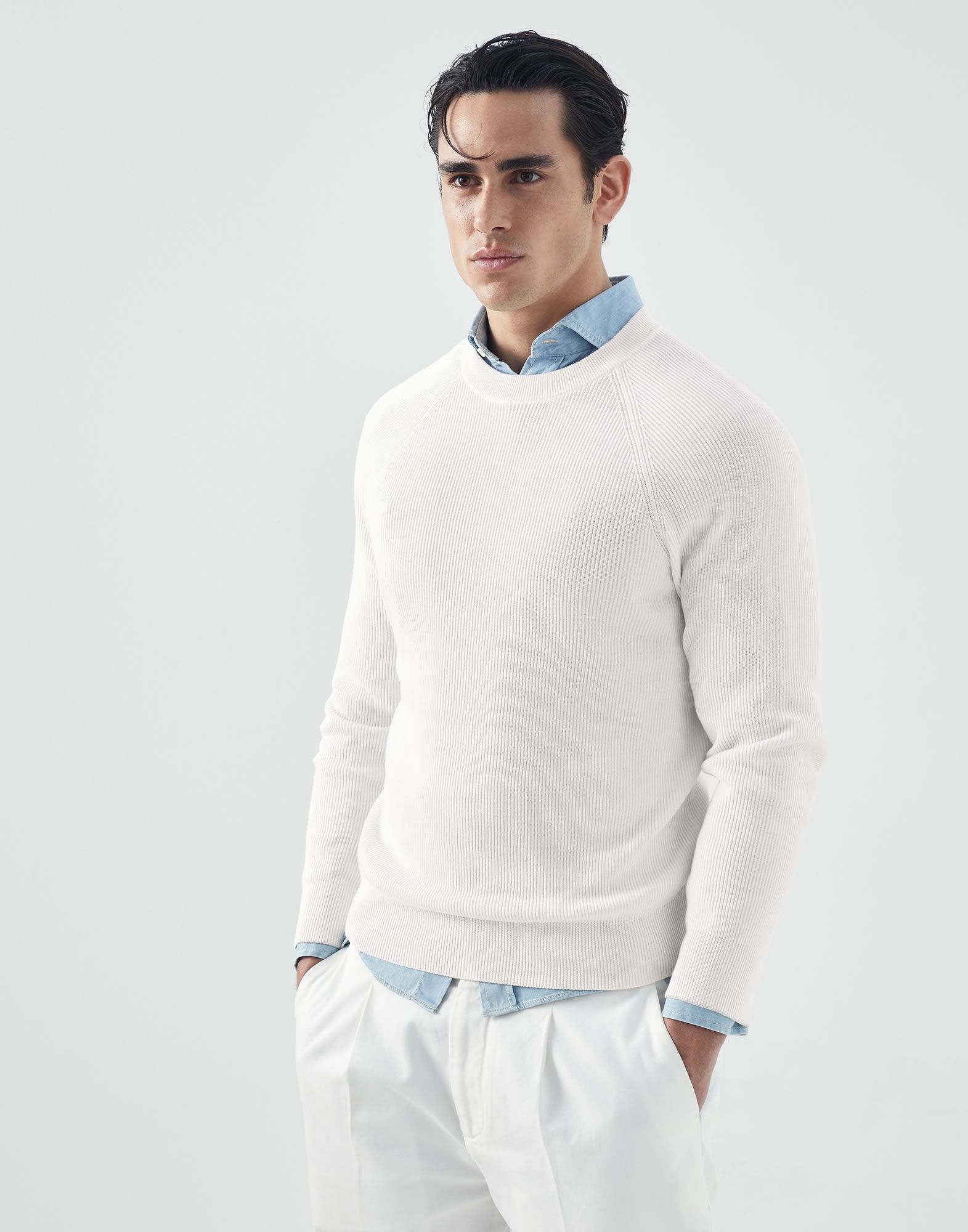 Brunello Cucinelli o1w1db10924 Sweater in White Size US XXL / EU 58 / 5 - 1 Thumbnail