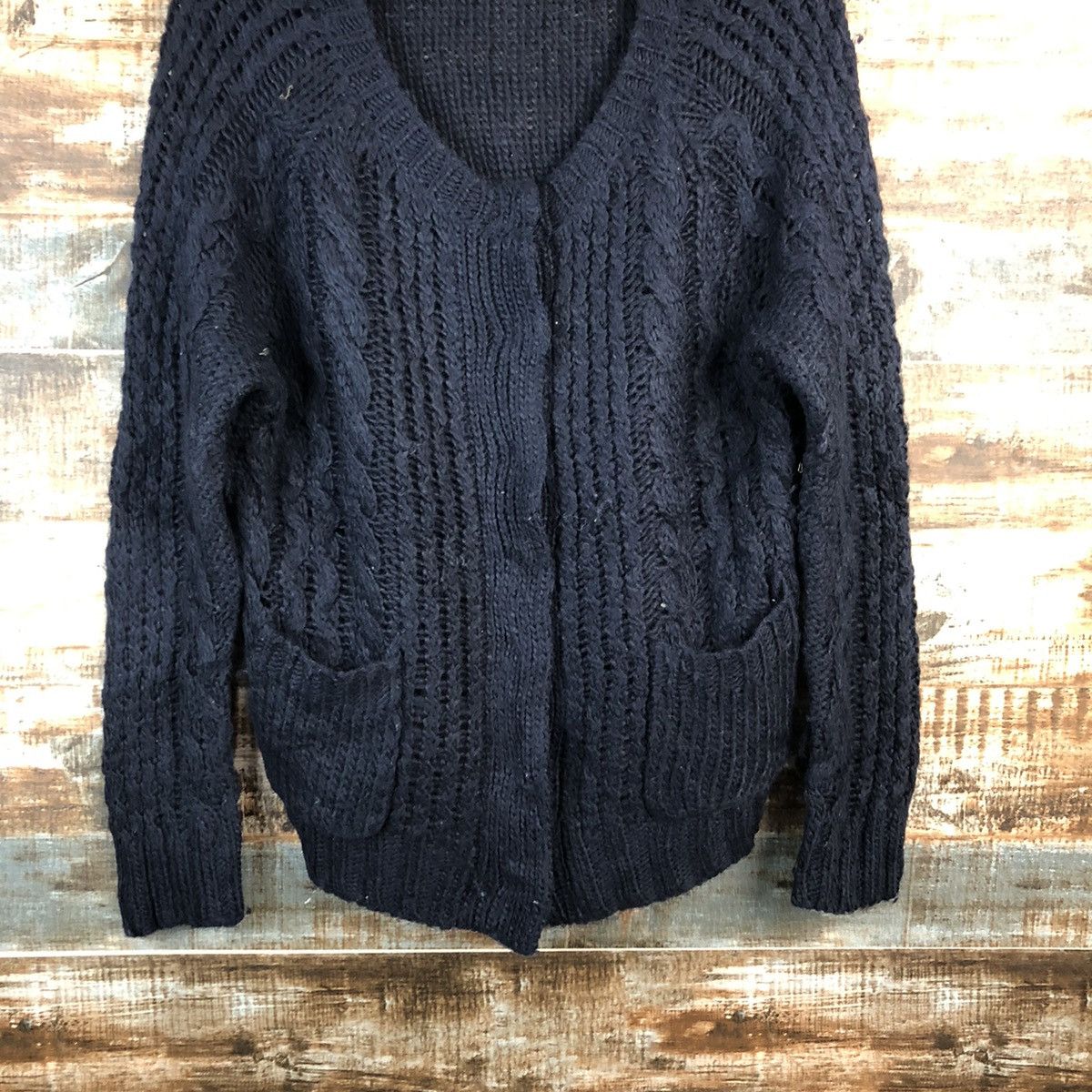 Japanese Brand Earth & Music Econogly Dark Blue Cardigan Knitwear #A2469 Size M / US 6-8 / IT 42-44 - 3 Thumbnail