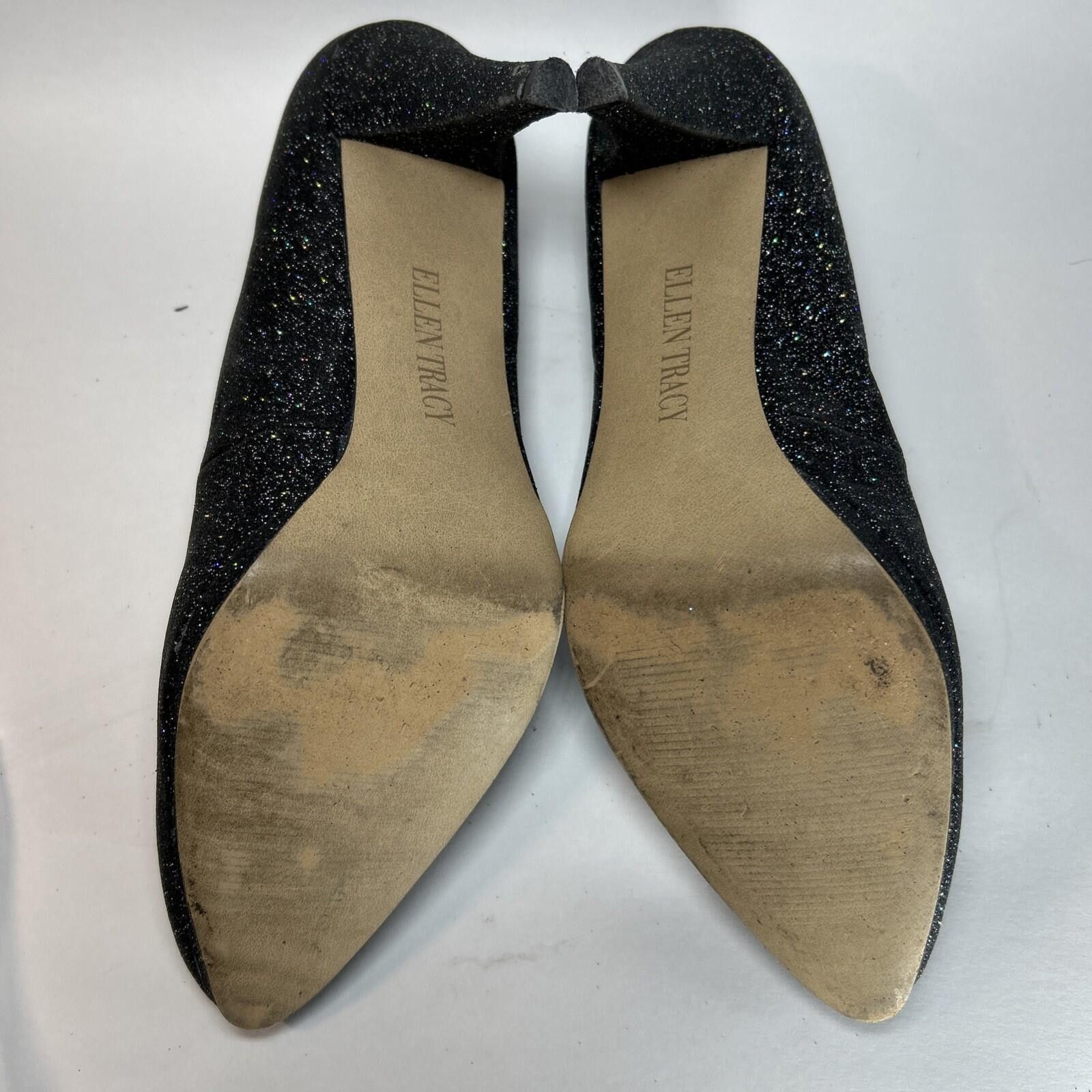 Other Ellen Tracy Cody Black Glitter Round Toe Classic Pumps 9.5M Size US 10 / IT 40 - 6 Thumbnail