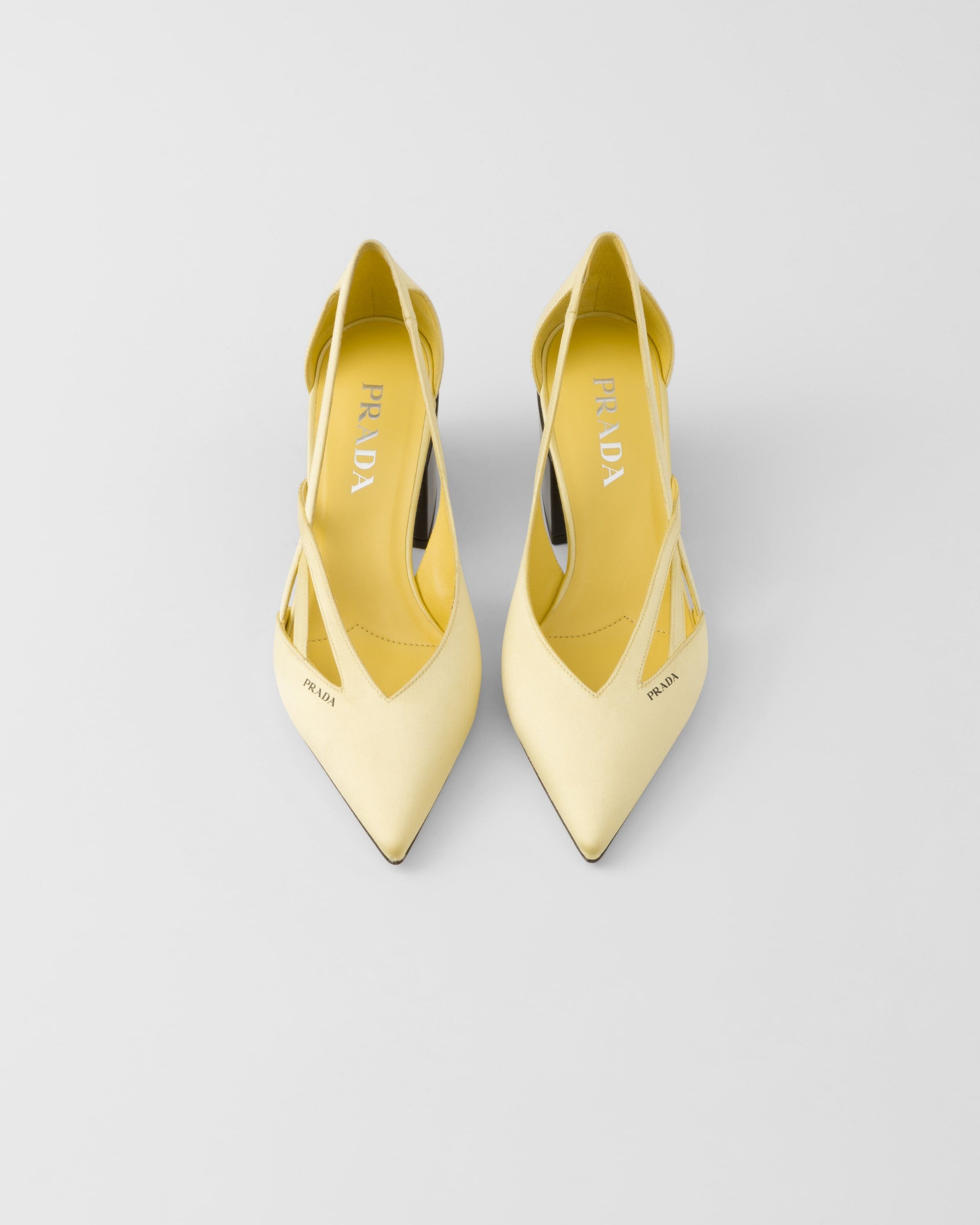 Prada os11x0126 Satin Cut-Out Pumps in Yellow Size US 7 / IT 37 - 4 Thumbnail