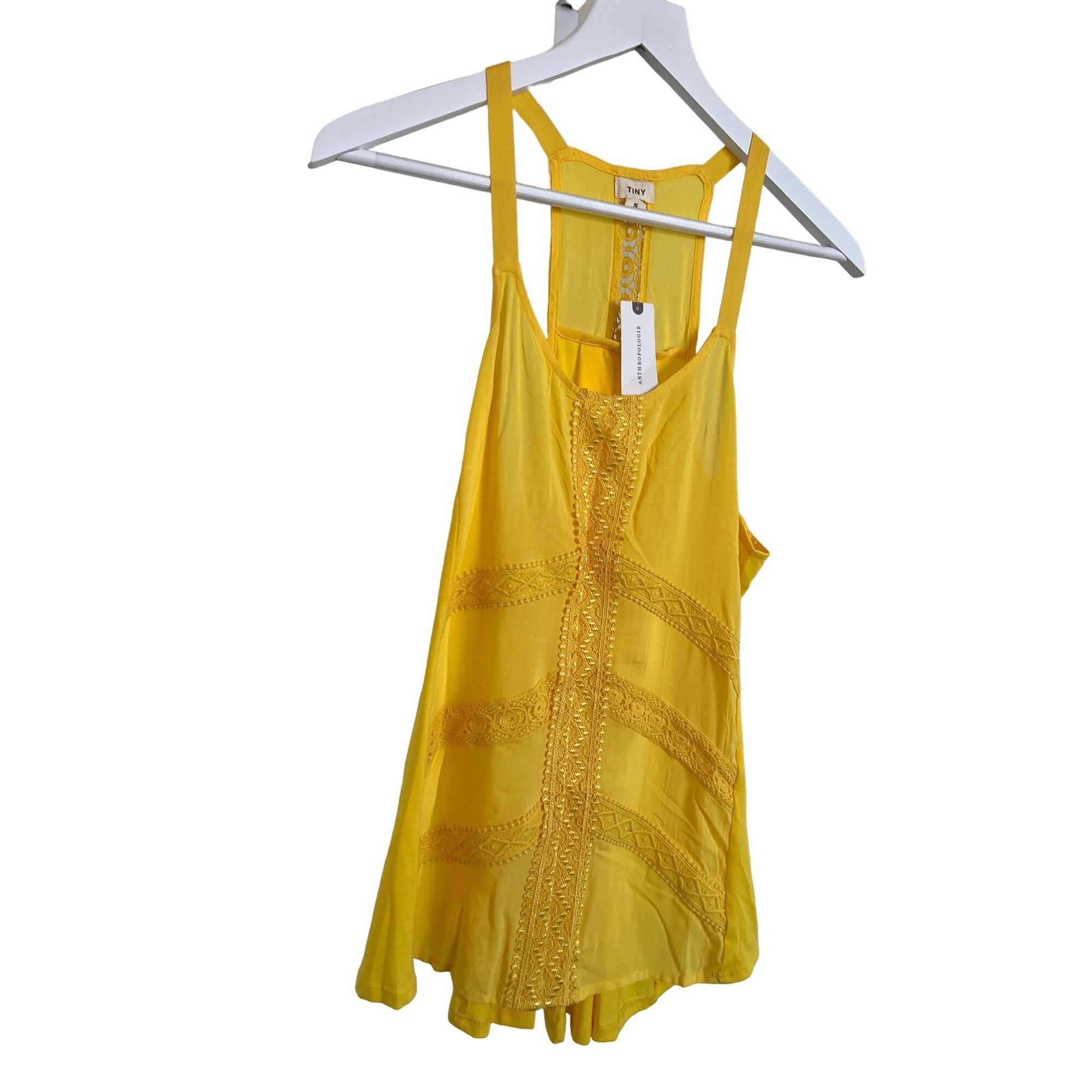 Anthropologie Anthropologie Yellow Embroidered Lace Tank Top Size S / US 4 / IT 40 - 5 Thumbnail