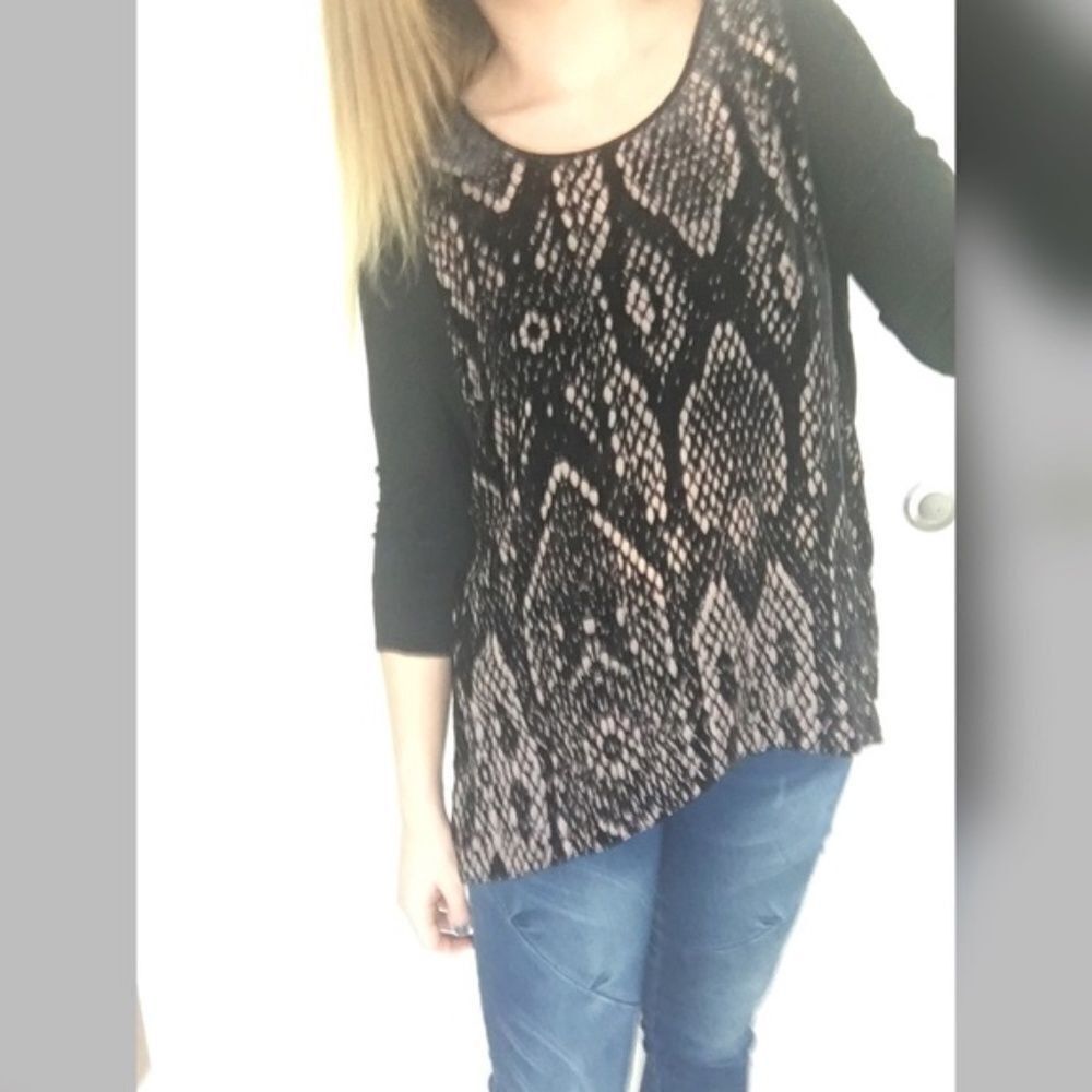Rebecca Taylor Rebecca Taylor Burnout Velvet Top | Black & Pink | Long Slee Size M / US 6-8 / IT 42-44 - 3 Thumbnail