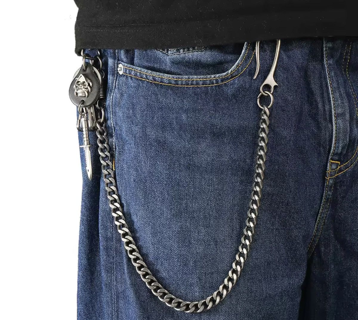 Japanese Brand Vintage Keychain Jeans Chain Skull Dagger Belt Chain Size ONE SIZE - 8 Thumbnail