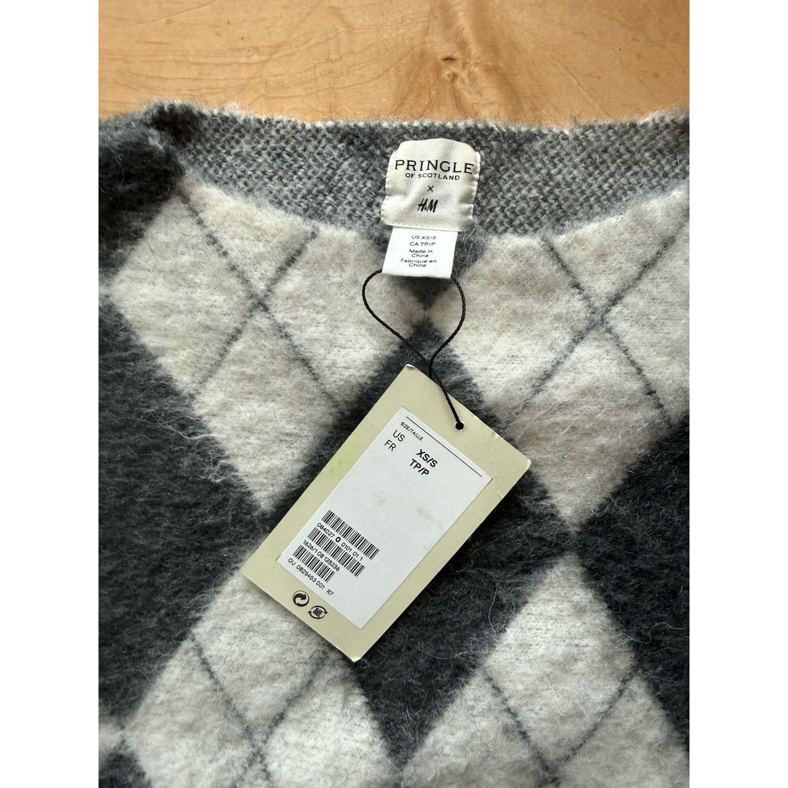 Pringle Of Scotland H&M Argyle Wool Mohair Blend Sweater in Gray, Women's (Size Xs) — image 3 of 4