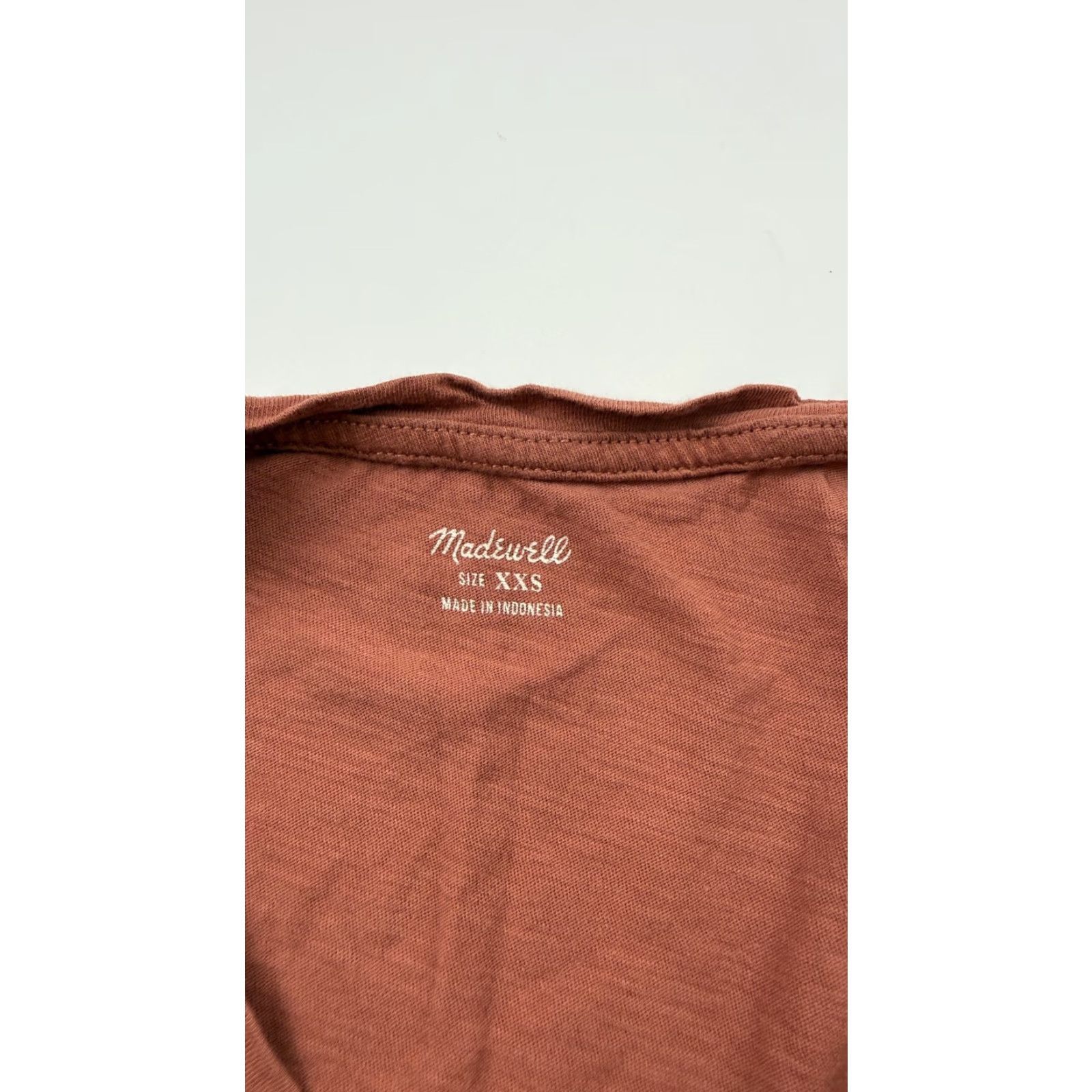 Madewell Madewell Shirt Womens XXS 2XS Rust Brown Slub V-Neck Pocket Sleeveless Tank Top Size XXS / US 00 / IT 34 - 2 Thumbnail