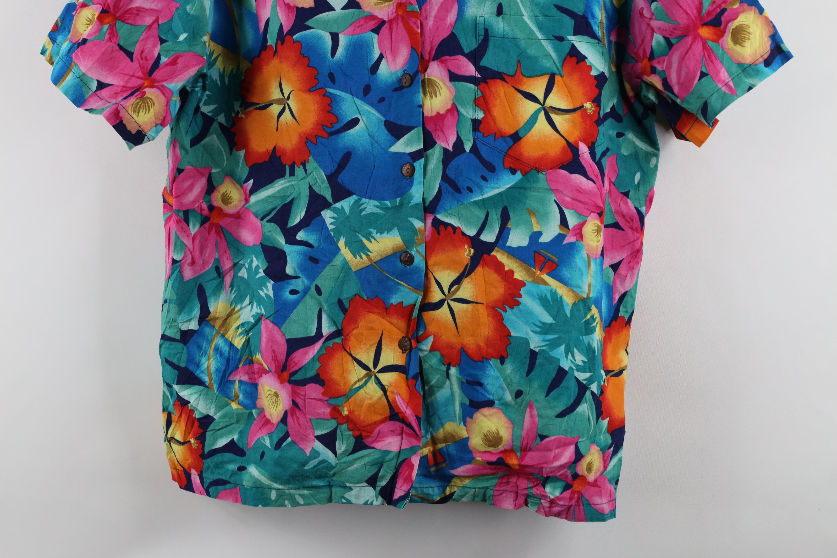 Vintage Vintage 90s Streetwear Flower Hawaiian Button Shirt USA Size L / US 10 / IT 46 - 3 Thumbnail