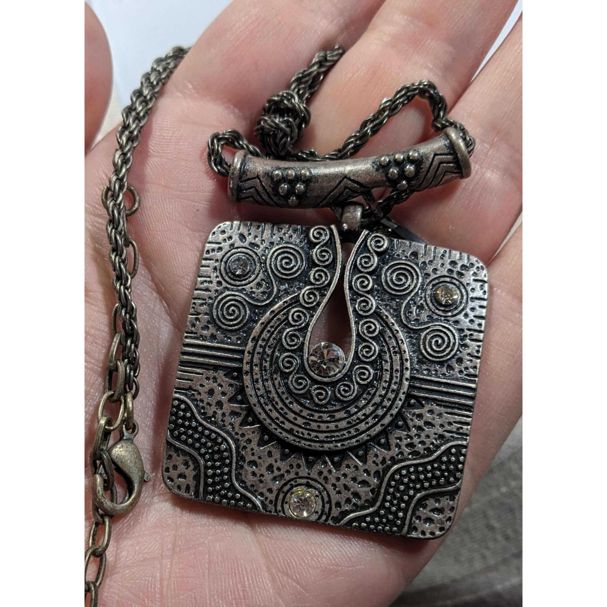 Other Southwestern Style Geometric Silver Tone Engraved Pendant Ne Size ONE SIZE - 7 Thumbnail