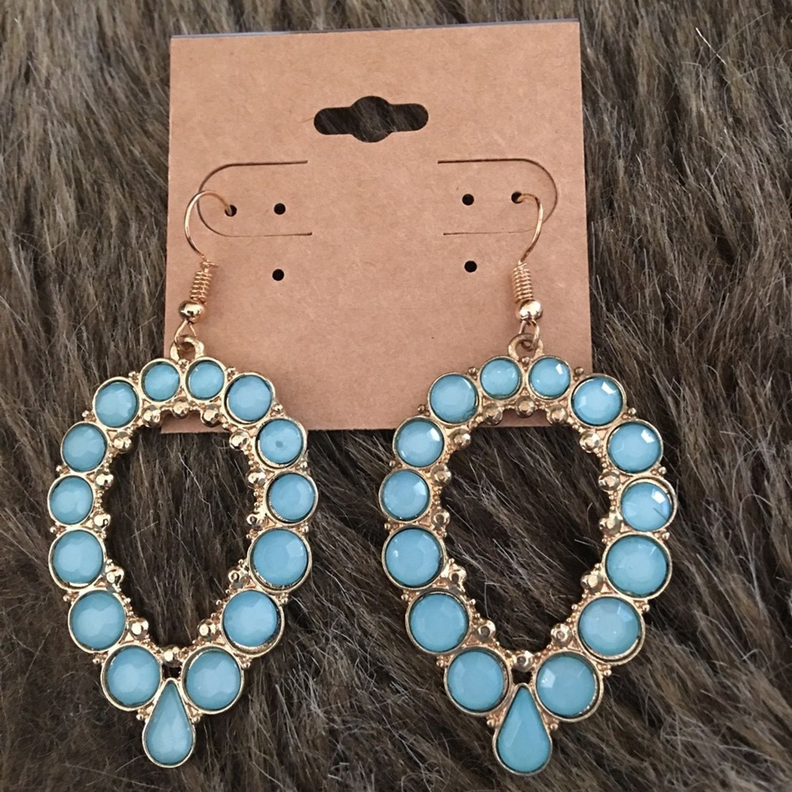 Jewelry Aqua faceted glass stone dangle earrings Size ONE SIZE - 2 Thumbnail
