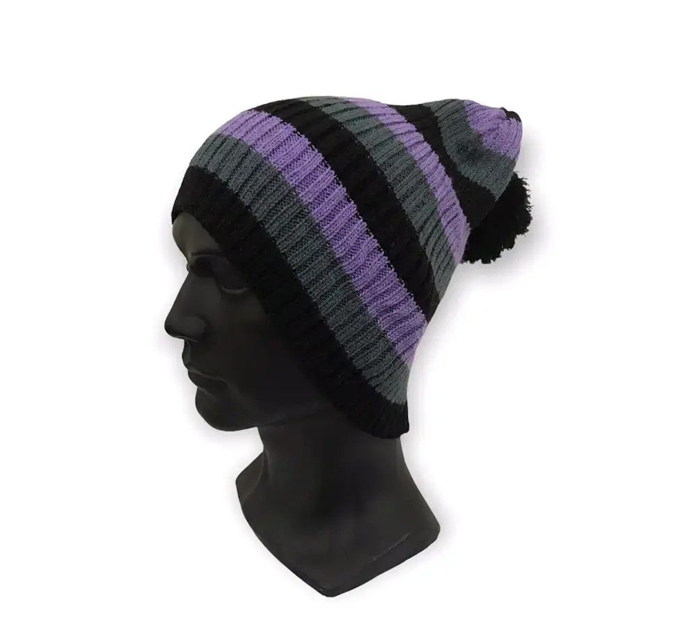 Japanese Brand Japanese Brand Stripe Design Beanie Hat Size ONE SIZE - 1 Thumbnail