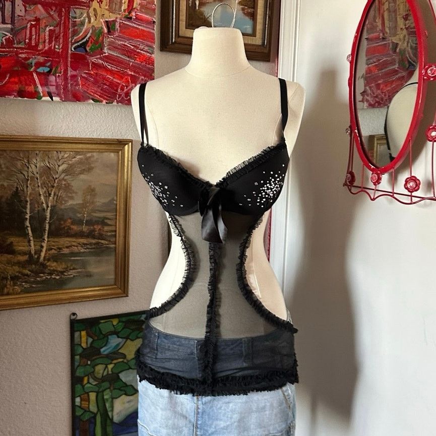 Victoria's Secret pretty little things victoria secret black bedazzled slip Size S / US 4 / IT 40 - 1 Thumbnail