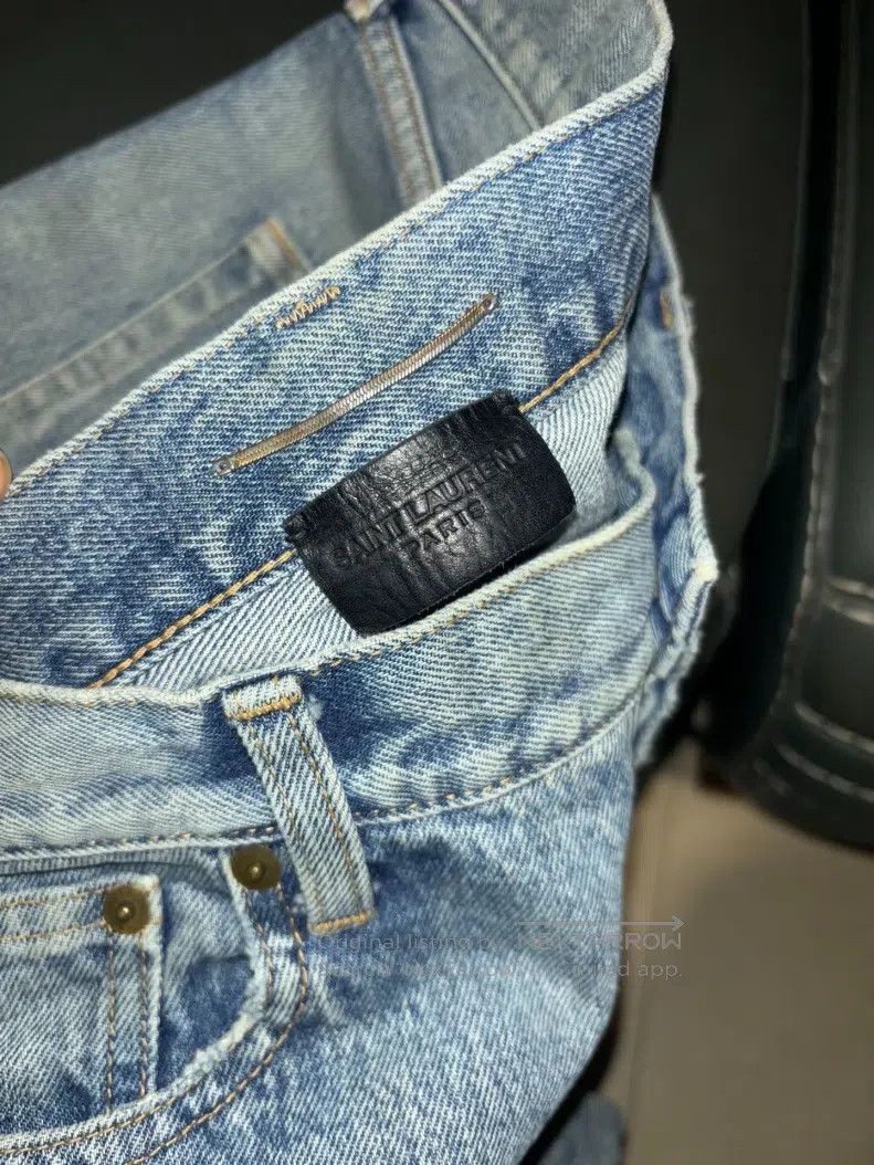 Saint Laurent Paris Saint Laurent Paris Single Knee Ripped One-Word Denim Jean Size US 31 - 3 Thumbnail