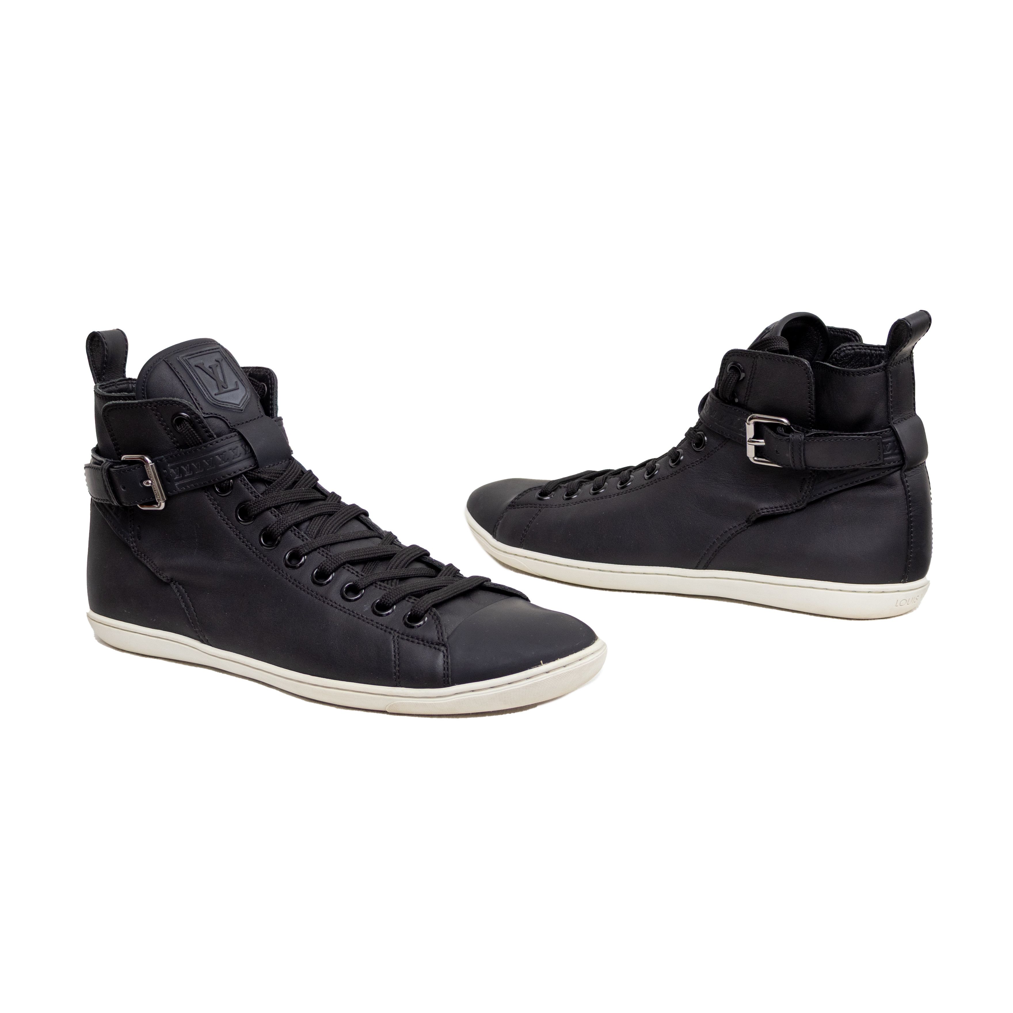 Louis Vuitton Louis Vuitton Falcon High Top Sneakers Black Leather Trainer Size US 9 / EU 42 - 1 Thumbnail