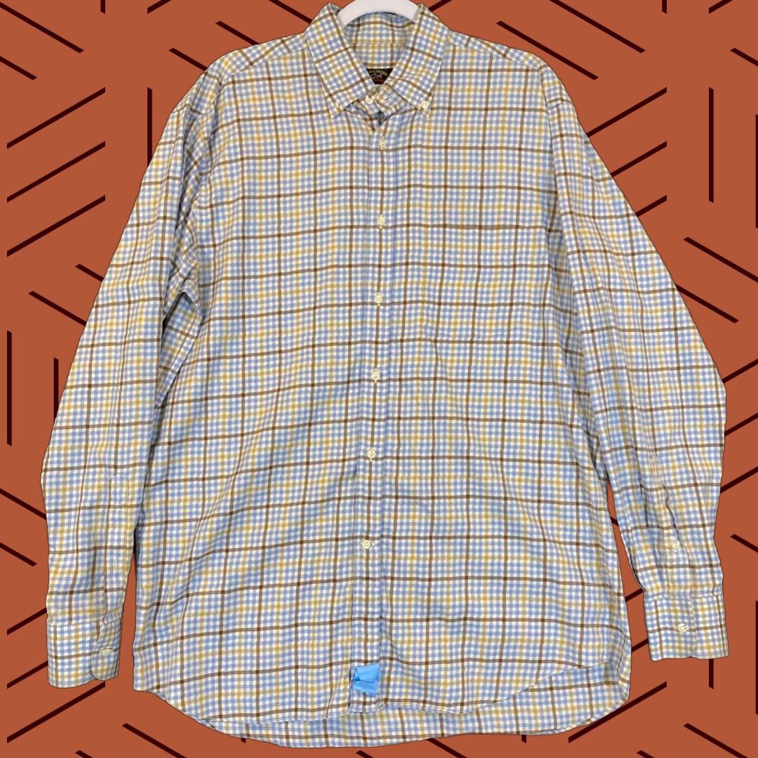 Paul & Shark Paul & Shark Yachting Shirt Mens Large Blue Brown Plaid Button-Down Top Size US L / EU 52-54 / 3 - 1 Thumbnail