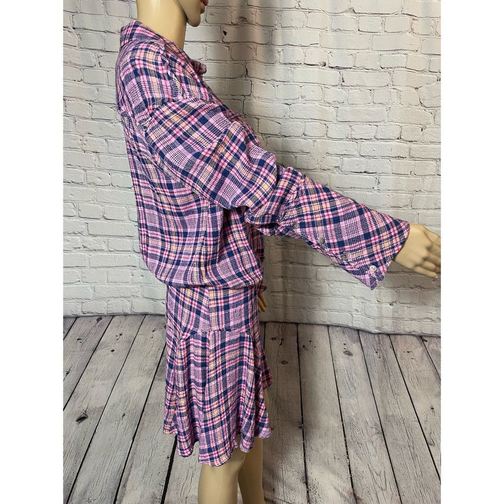 Free People NWT New Free People Milo Plaid Button Down Mini Pink Dress Size S / US 4 / IT 40 - 4 Thumbnail