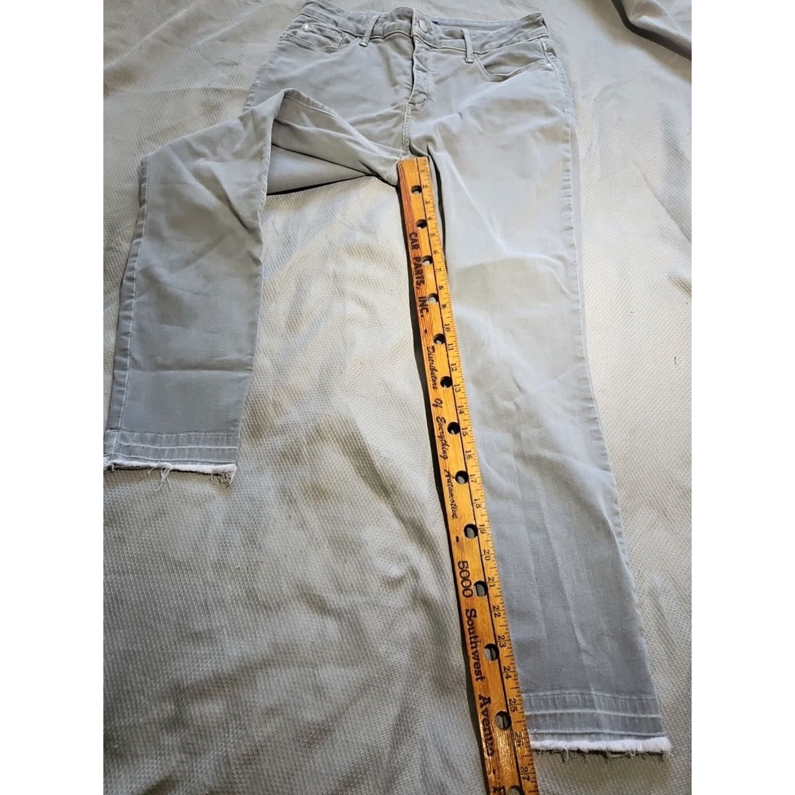 NYDJ VINTAGE NYDJ Jeans Gray Wash 10 Stretch Denim Distressed Fringe Hem bootcut Womens Regular Size 10 Gray Size 32" / US 10 / IT 46 - 5 Thumbnail