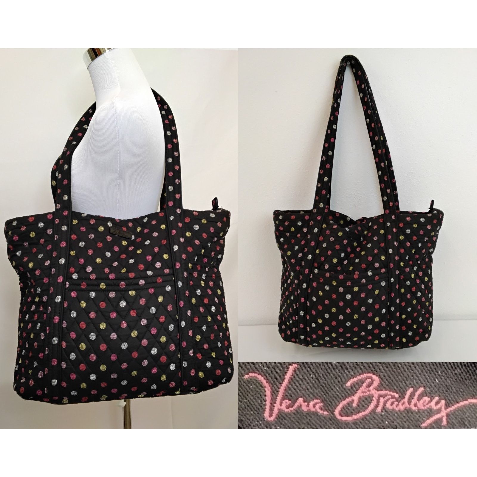 Vera Bradley Vera Bradley Tote Bag Work Shoulder Bag Black Havana Dots Size ONE SIZE - 1 Thumbnail