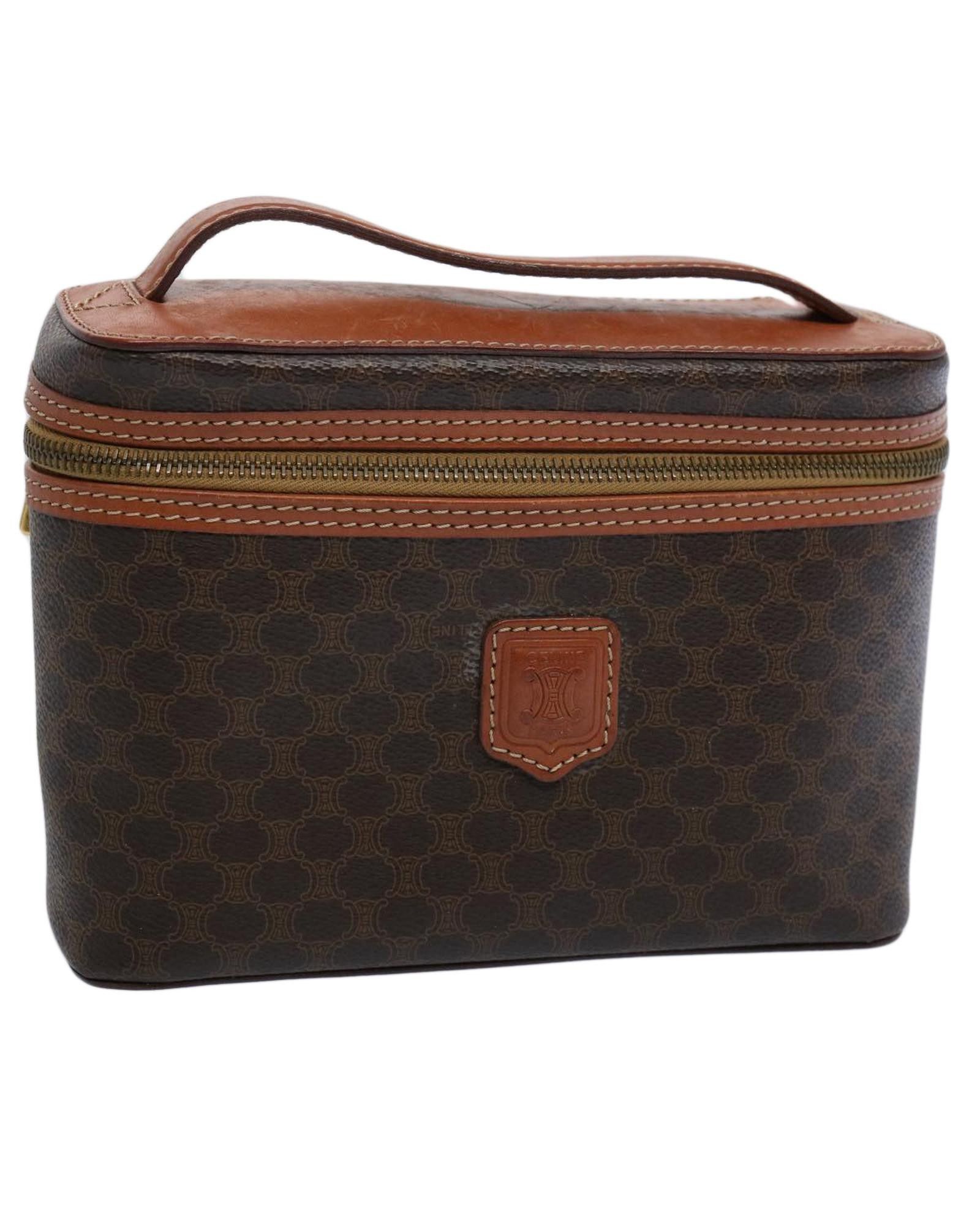 image of Brown Macadam Canvas Pvc Leather Hand Bag By Celine - Italy Made, Women's