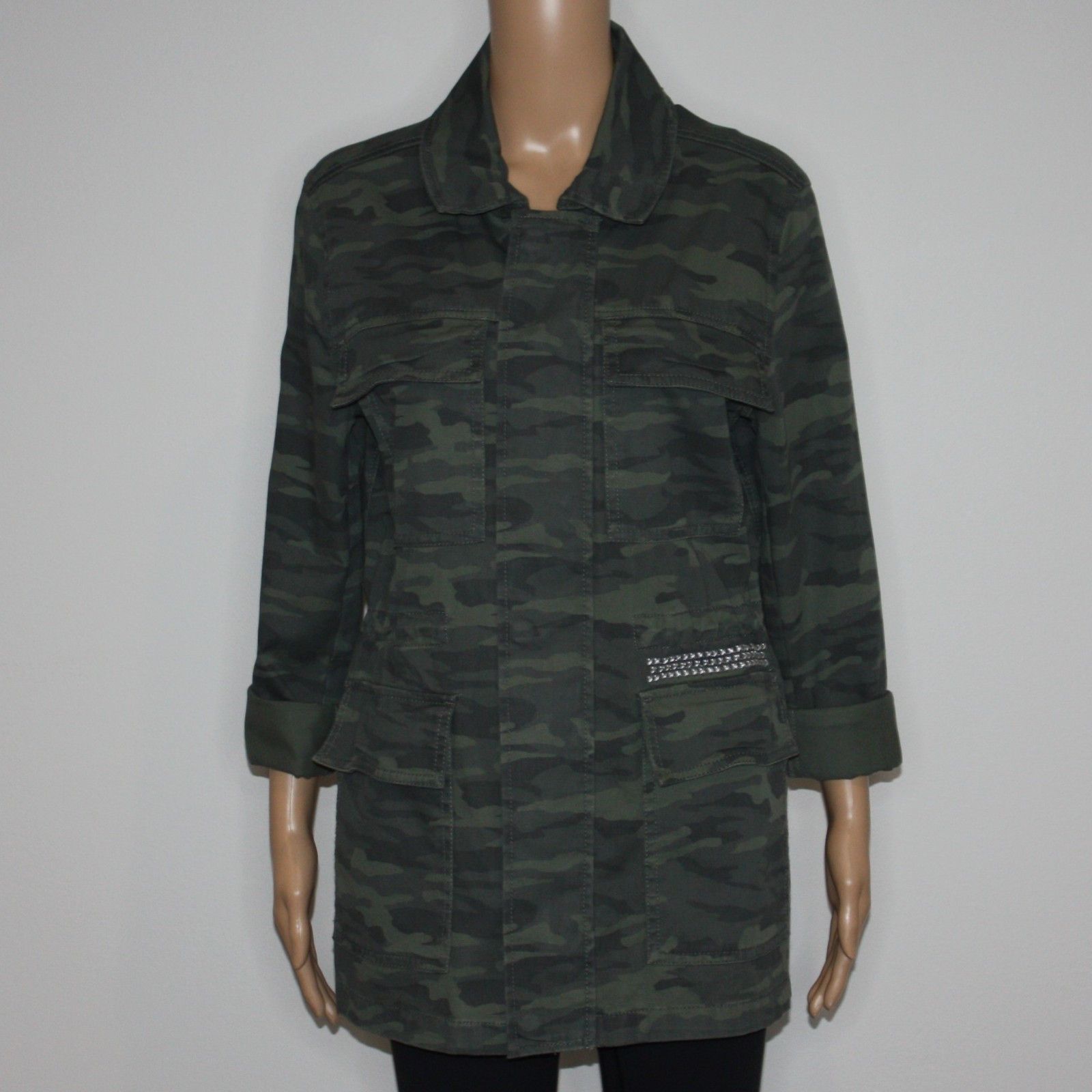 Other Metallic Stretch Utility Jacket in Olive British Camo Size M / US 6-8 / IT 42-44 - 4 Thumbnail