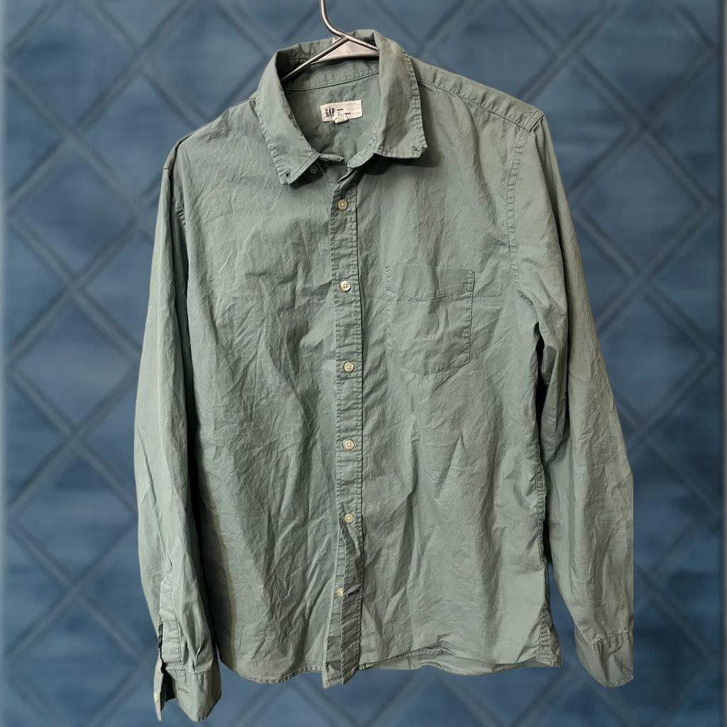 Gap Gap Button-Down Shirt Slim Fit Green L Men Regular Size Size US L / EU 52-54 / 3 - 1 Thumbnail