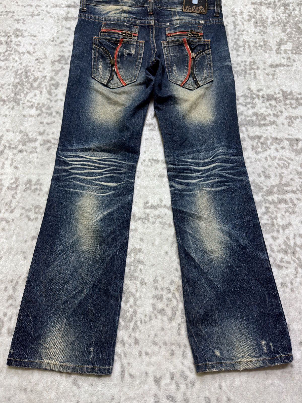 Hysteric Glamour Vintage Lolita Mud Wash Distressed Clawmark Zipper Pocket Size US 35 - 13 Thumbnail