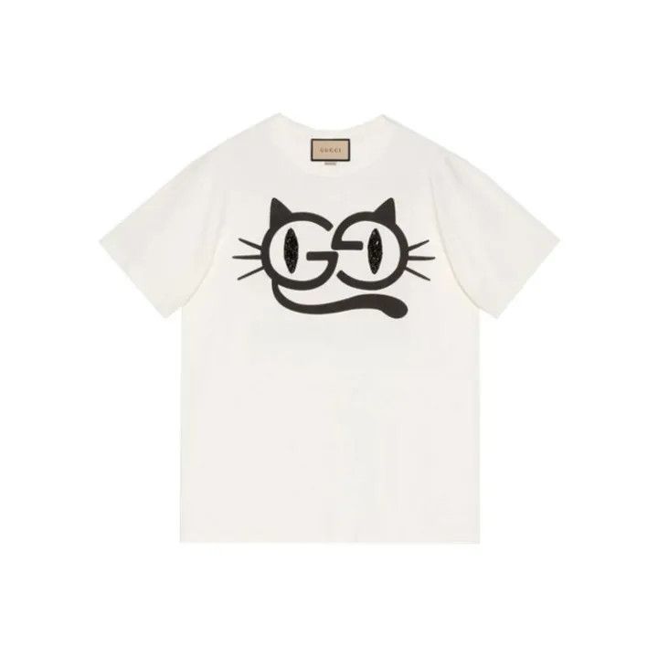 Gucci GUCCI Cat Eye Print Loose Knit T-Shirt Size L / US 10 / IT 46 - 1 Thumbnail