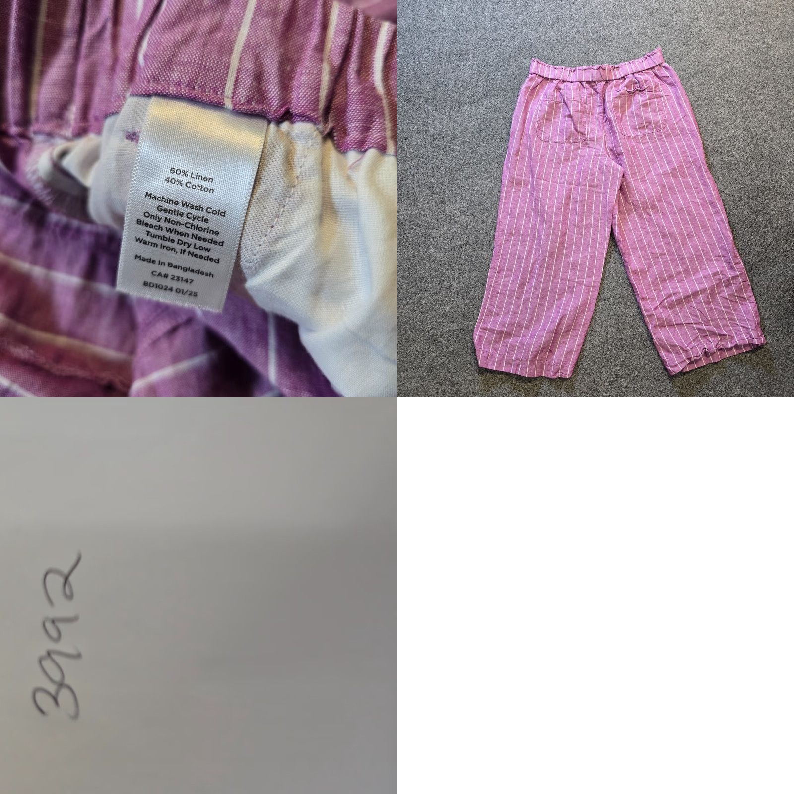 Talbots Talbots Pants Womens Large Purple Striped Wide-Leg Linen Blend Pockets Cropped Casual Size 36" / US 14 / IT 50 - 8 Thumbnail