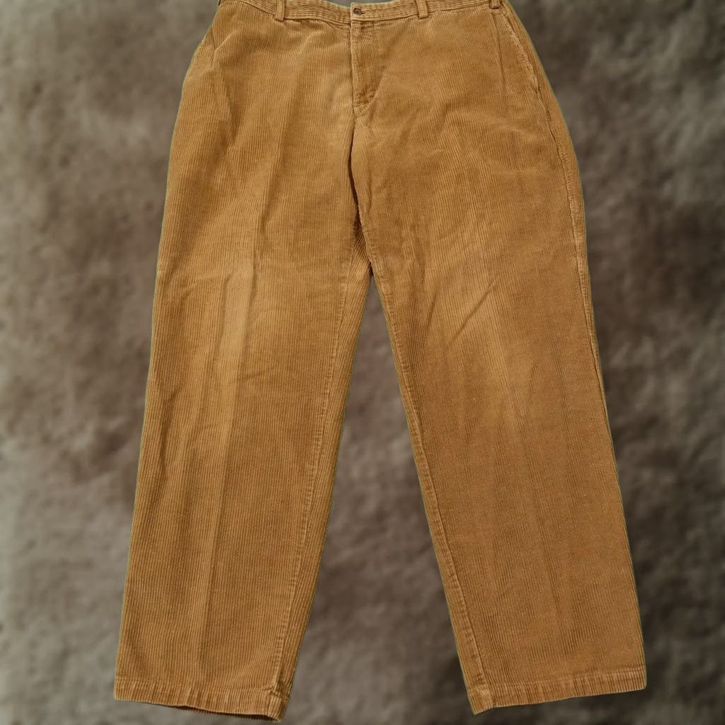 Brooks Brothers Brooks Brothers Pants Mens 38x32 Brown Corduroy Dress Pants Flat Front Straight Leg, Regular, Zip, Pockets, Solid, 100% Cotton, Brown, Mens Size US 38 / EU 54 - 1 Thumbnail