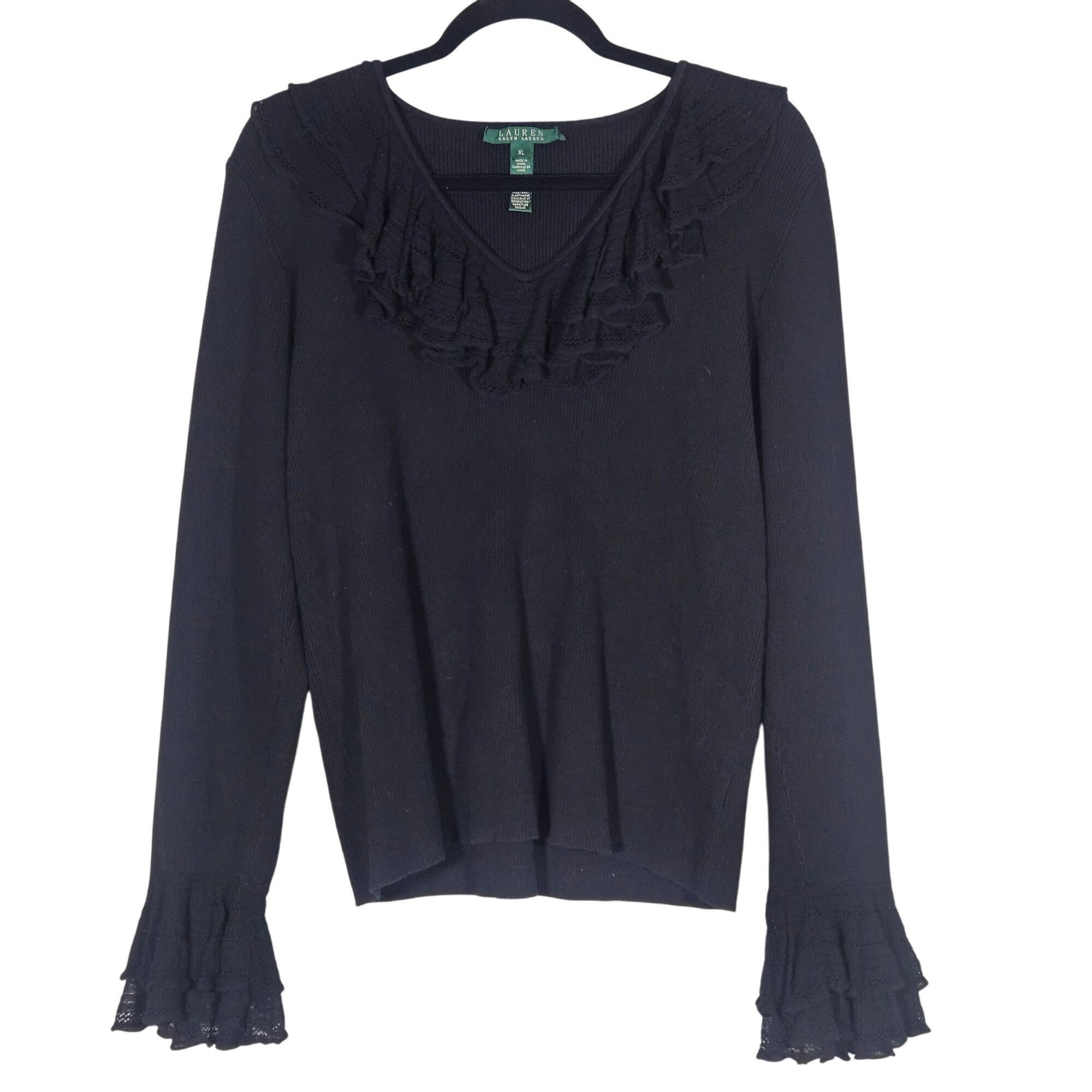 Ralph Lauren Ralph Lauren Black Label Ruffle Sweater M – Dark Academia Wh Size XL / US 12-14 / IT 48-50 - 2 Thumbnail