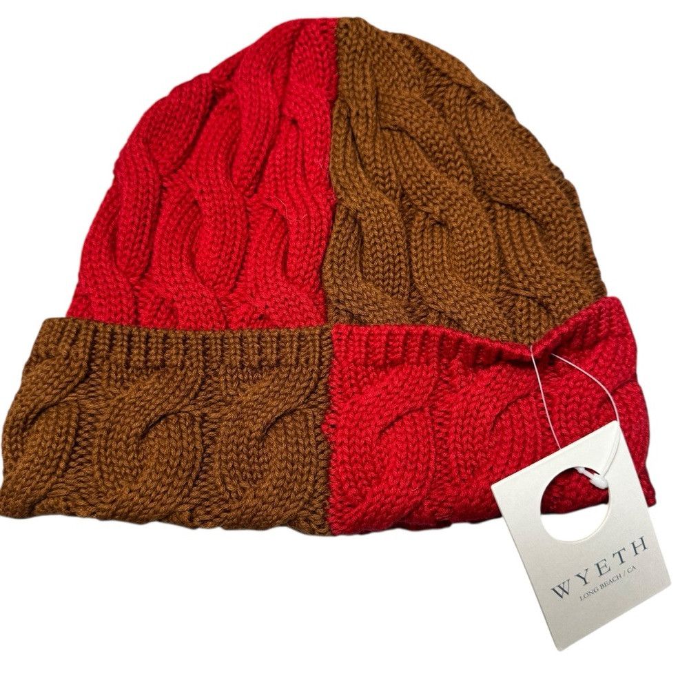 Other New Wyeth Cable Knit Colorblock Cotton Blend Beanie Hat Size ONE SIZE - 2 Thumbnail