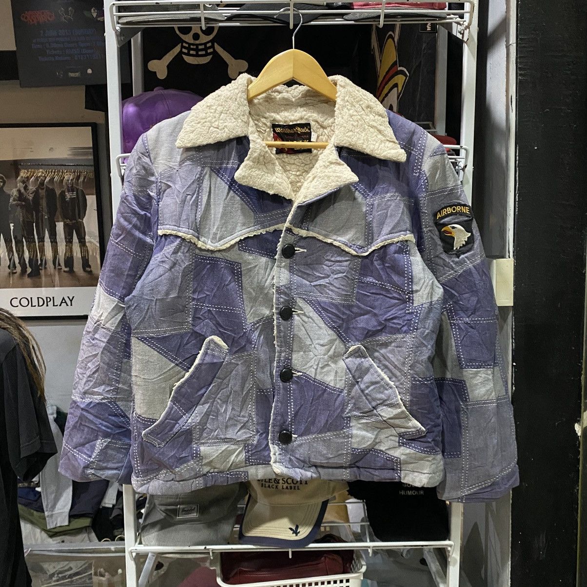 Vintage AS-IS RETRO 1970S PATCHWORK DENIM BUTTON UP JACKET SHERPA Size US S / EU 44-46 / 1 - 1 Thumbnail