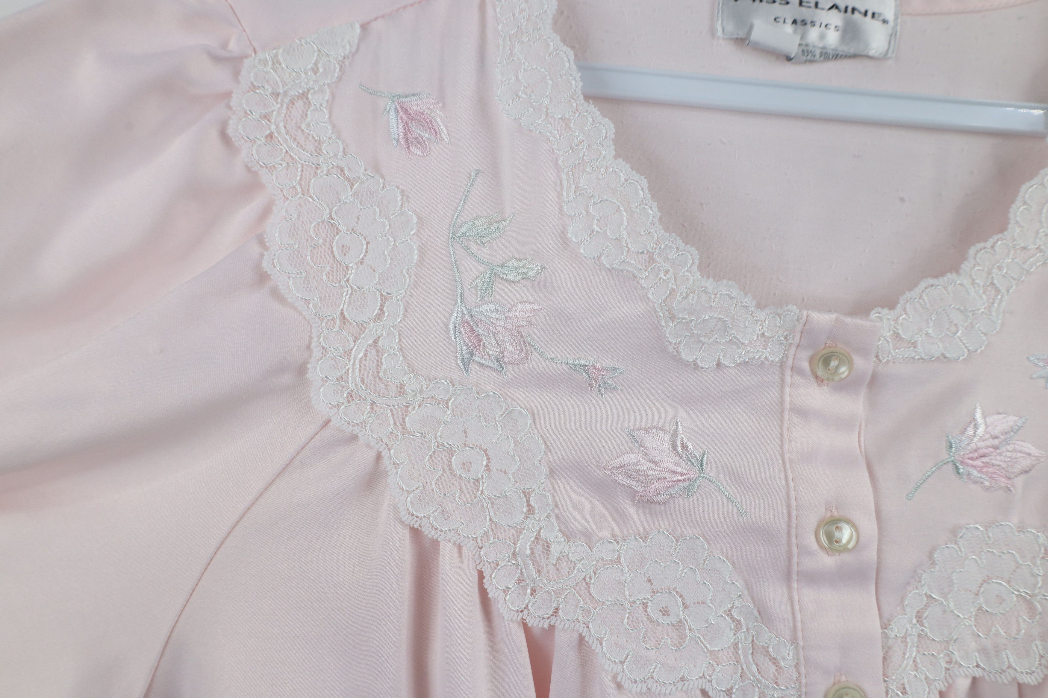 Vintage Vintage 90s Miss Elaine Polyester Lace Flower Night Gown Size M / US 6-8 / IT 42-44 - 8 Thumbnail