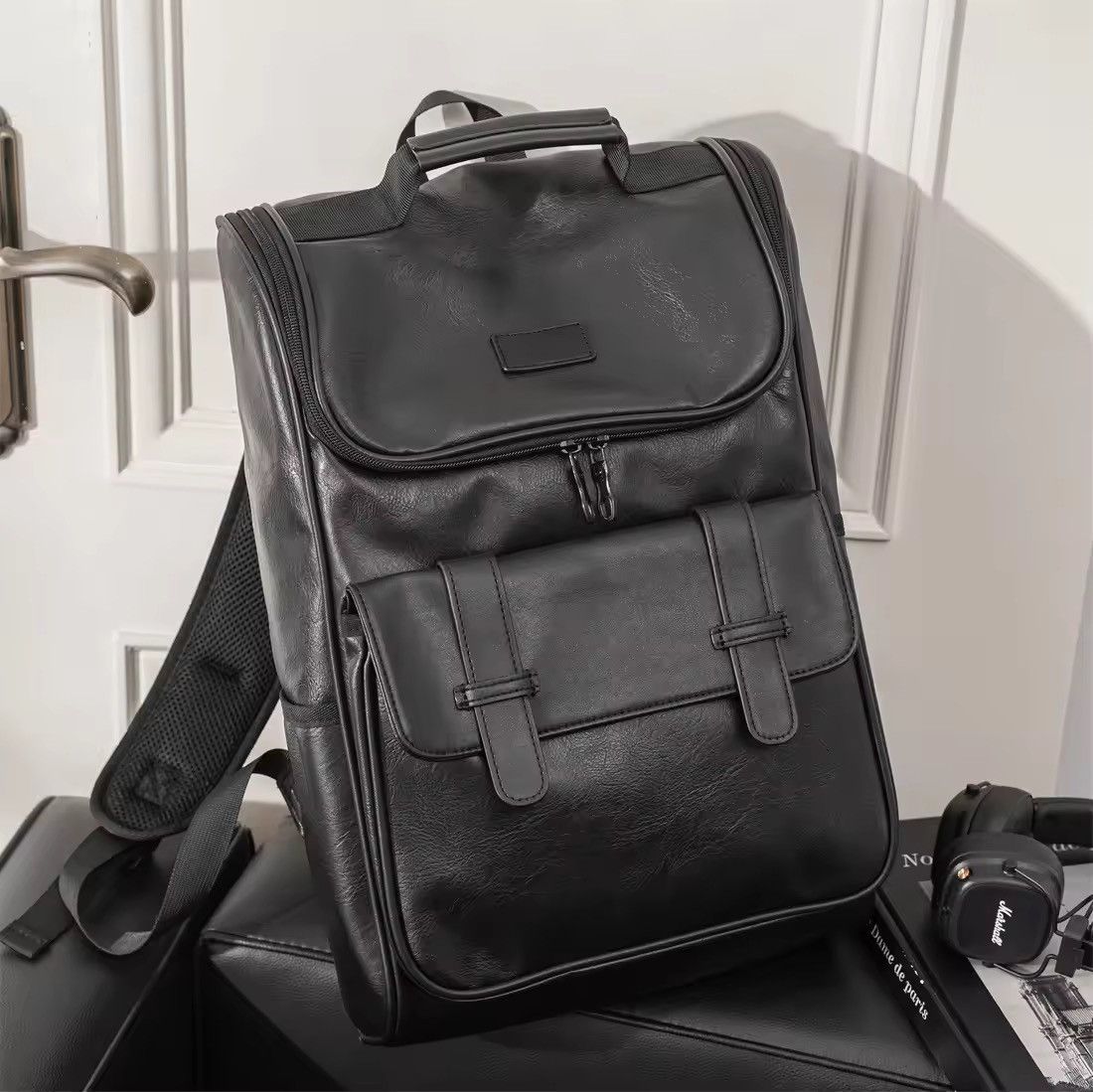 Leather Leather Business Casual Backpack Size ONE SIZE - 3 Thumbnail
