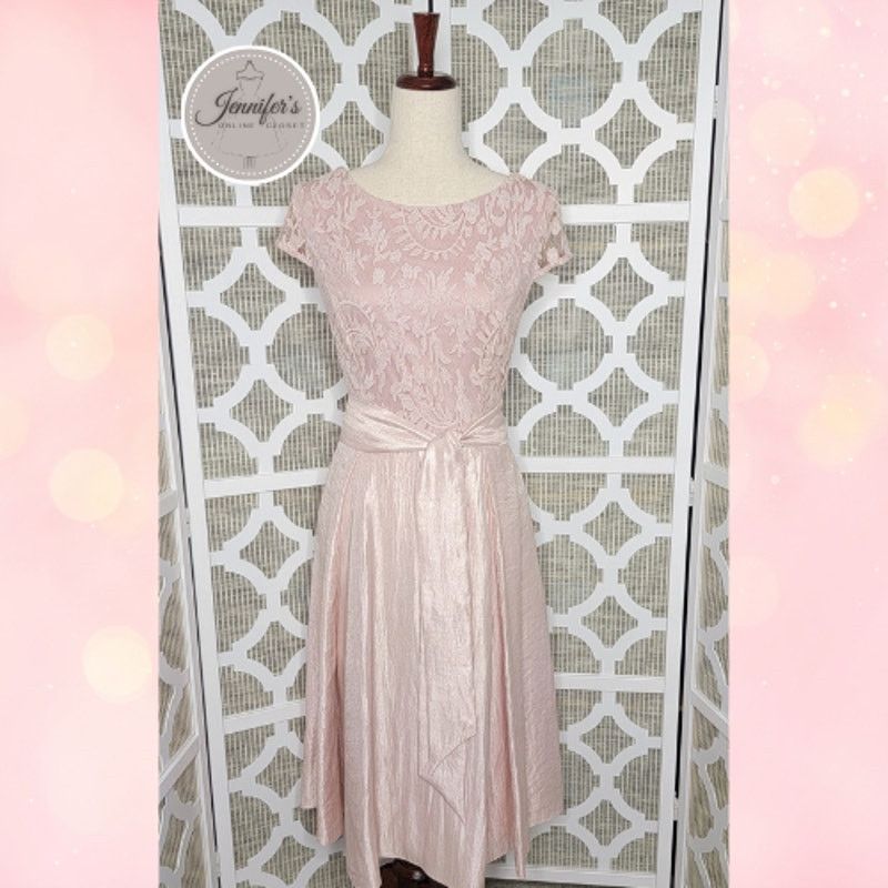 Adrianna Papell Adrianna Papell Blush Pink Shimmer Embroidered Bodice Dress Size XL / US 12-14 / IT 48-50 - 1 Thumbnail