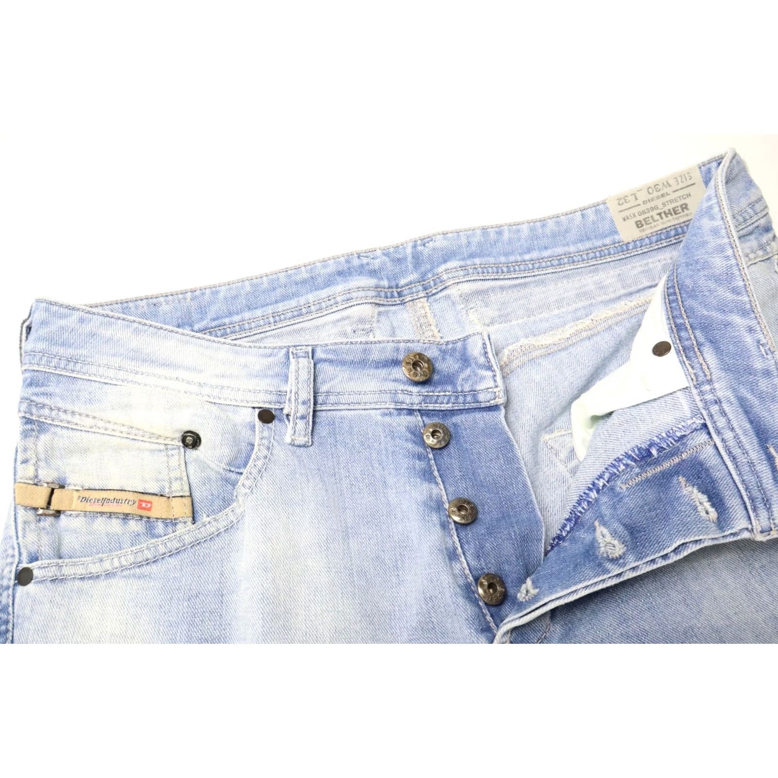 Diesel DIESEL Belther Jeans Men's W30/L32 Blue Regular Slim-Tapered Faded Whiskered Size US 30 / EU 46 - 4 Thumbnail