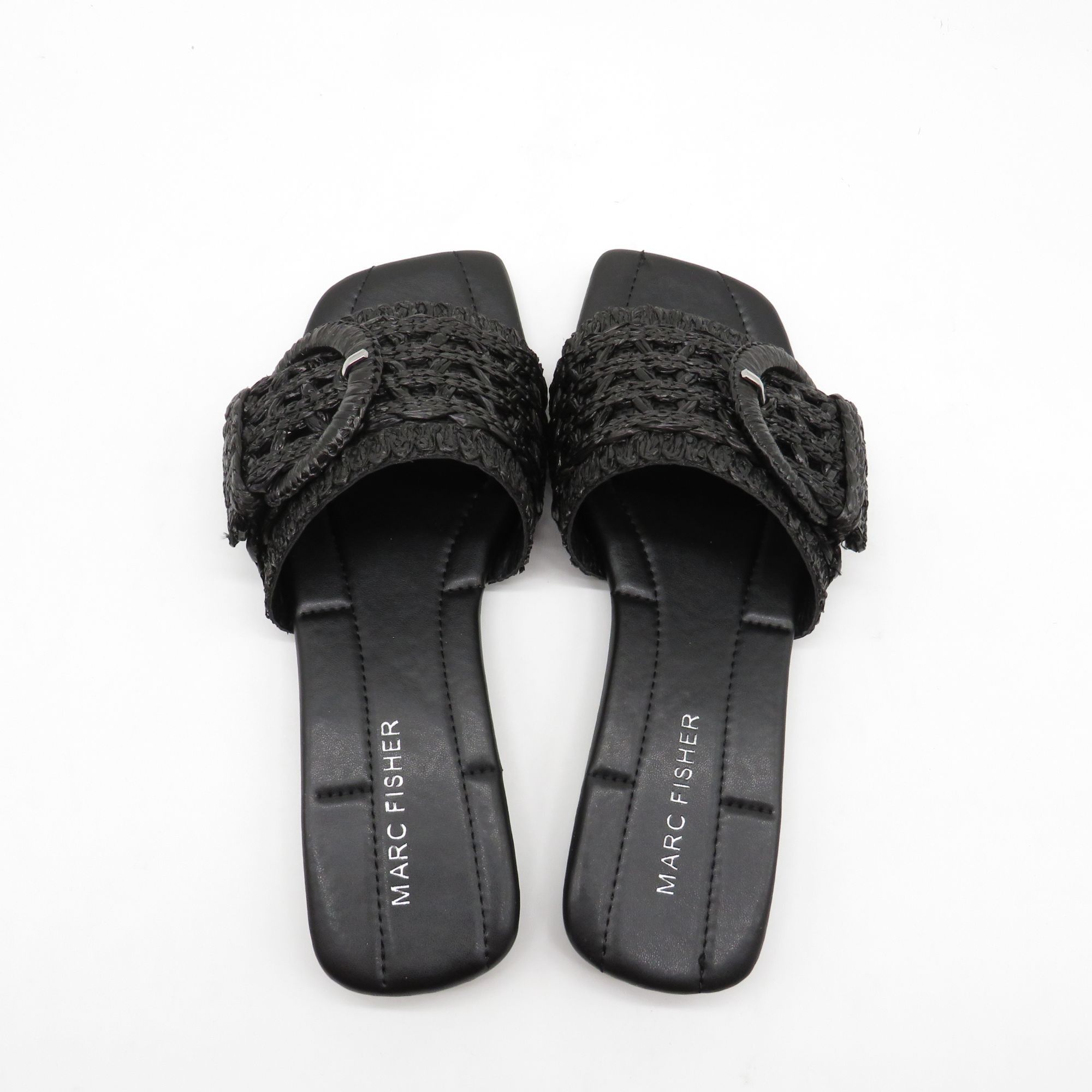Marc Fisher Marc Fisher Womens Black Loree Raffia Buckle Slide Sandals 5 Size US 5.5 / IT 35.5 - 7 Thumbnail