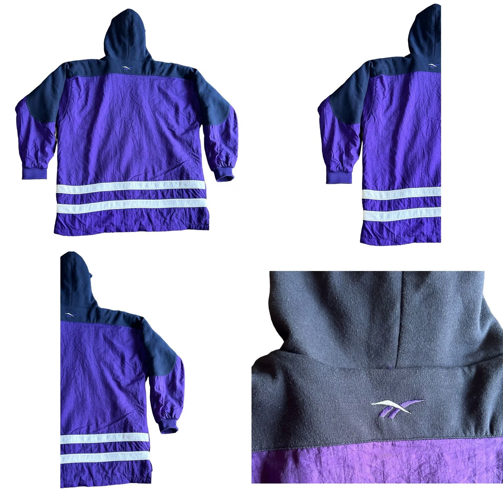 Reebok Reebok Men's Vintage Purple 1/2 Zip Hooded Windbreaker Puffy Jacket Large Y2K Size US L / EU 52-54 / 3 - 9 Thumbnail