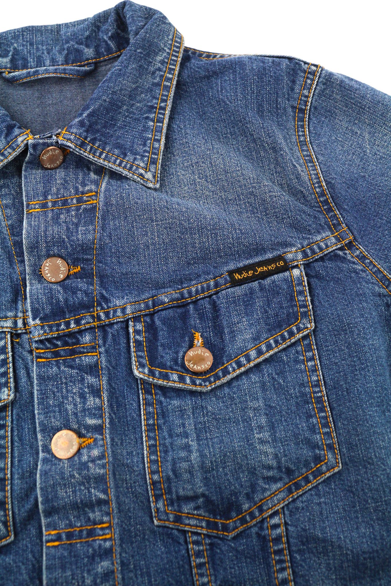 Nudie Jeans TERRY S Worn Washed Blue Denim Jacket 81602 Size US S / EU 44-46 / 1 - 6 Thumbnail
