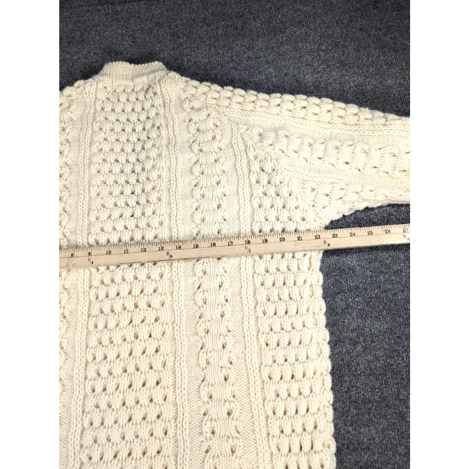 Vintage VTG 1960s Cable Knit Cardigan Fisherman A.S. Cooper Ireland Wool Size M Beige Size M / US 6-8 / IT 42-44 - 8 Thumbnail