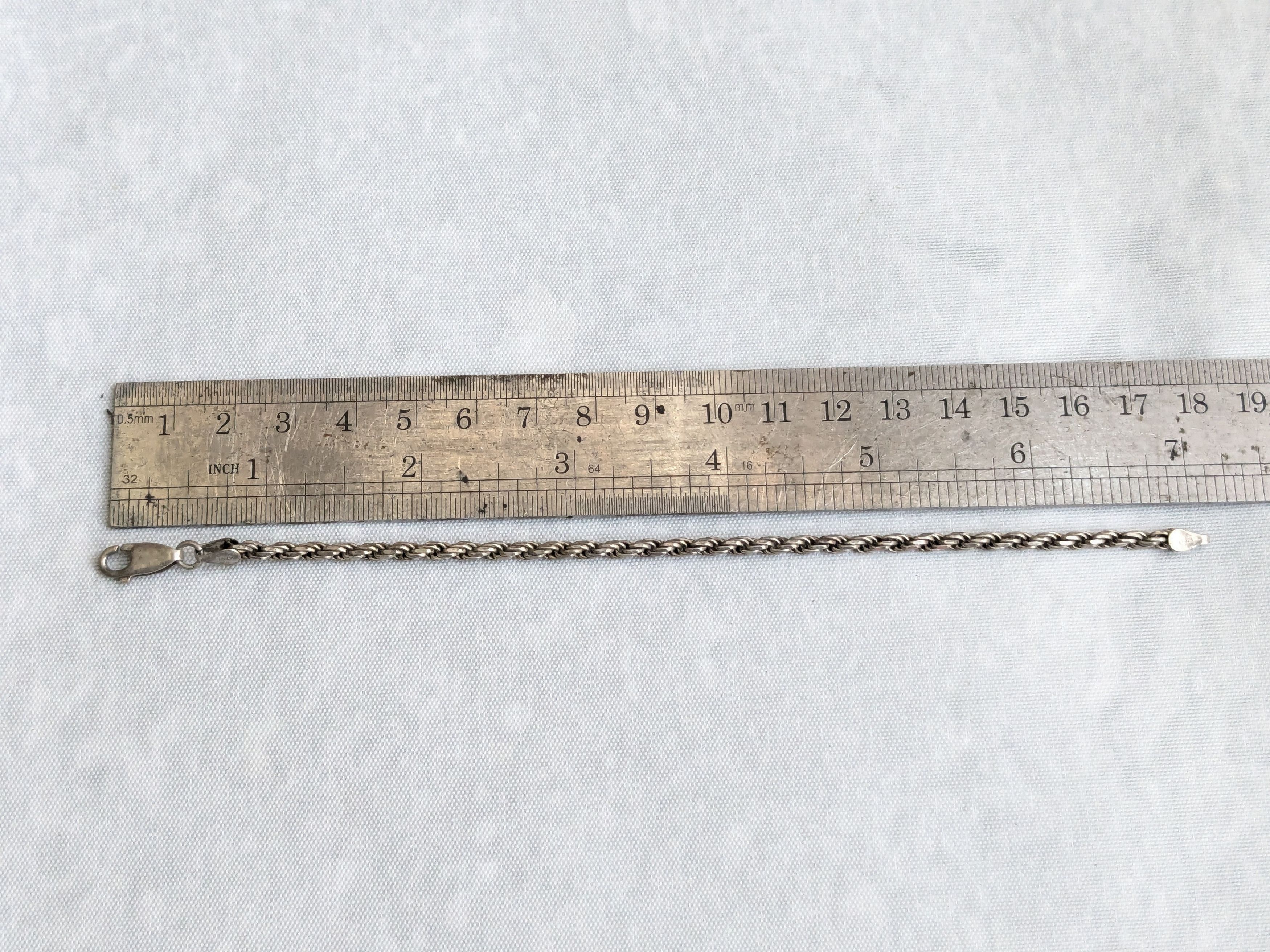 Jewelry Vintage Sterling Silver Rope Bracelet Twist 7" Italy Size ONE SIZE - 10 Thumbnail