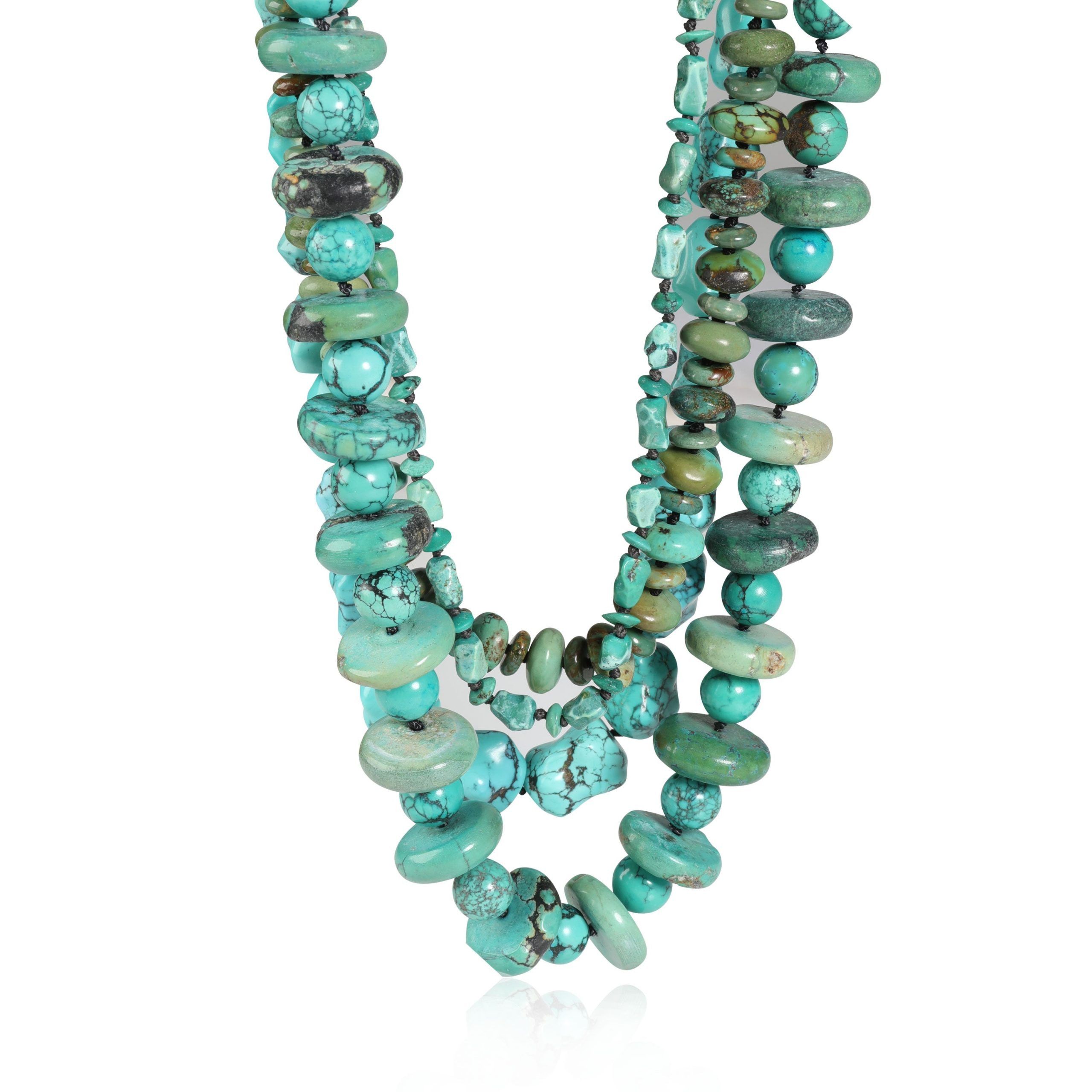 image of Tiffany Co Elliott 4 Strand Matrix Turquoise Necklace In Sterling Silver, Women's