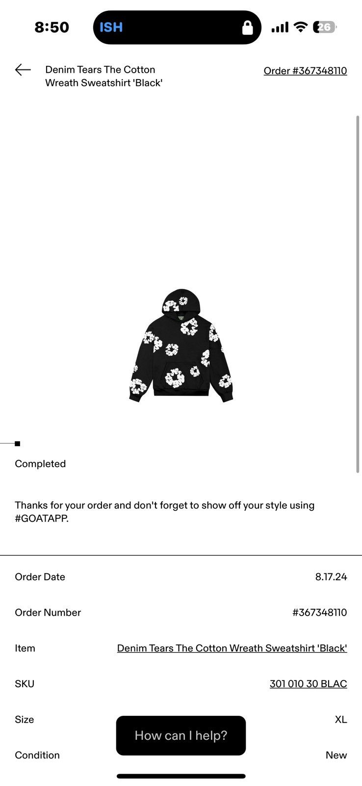 DENIM TEARS Denim Tears “The Cotton Wreath” Sweatshirt “Black” Size US XL / EU 56 / 4 - 5 Thumbnail