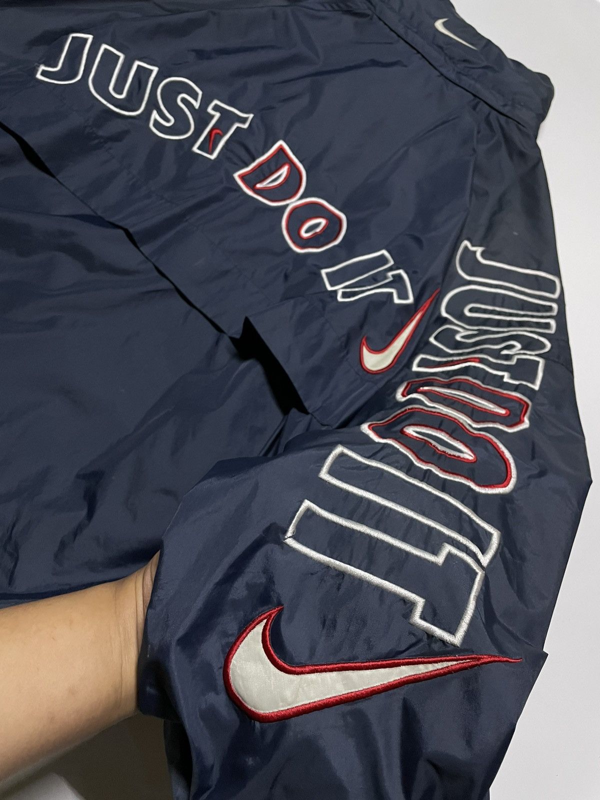 Nike × Vintage Nike Premier Just Do it Hidden Hooded Lightweight Navy Size US M / EU 48-50 / 2 - 2 Thumbnail