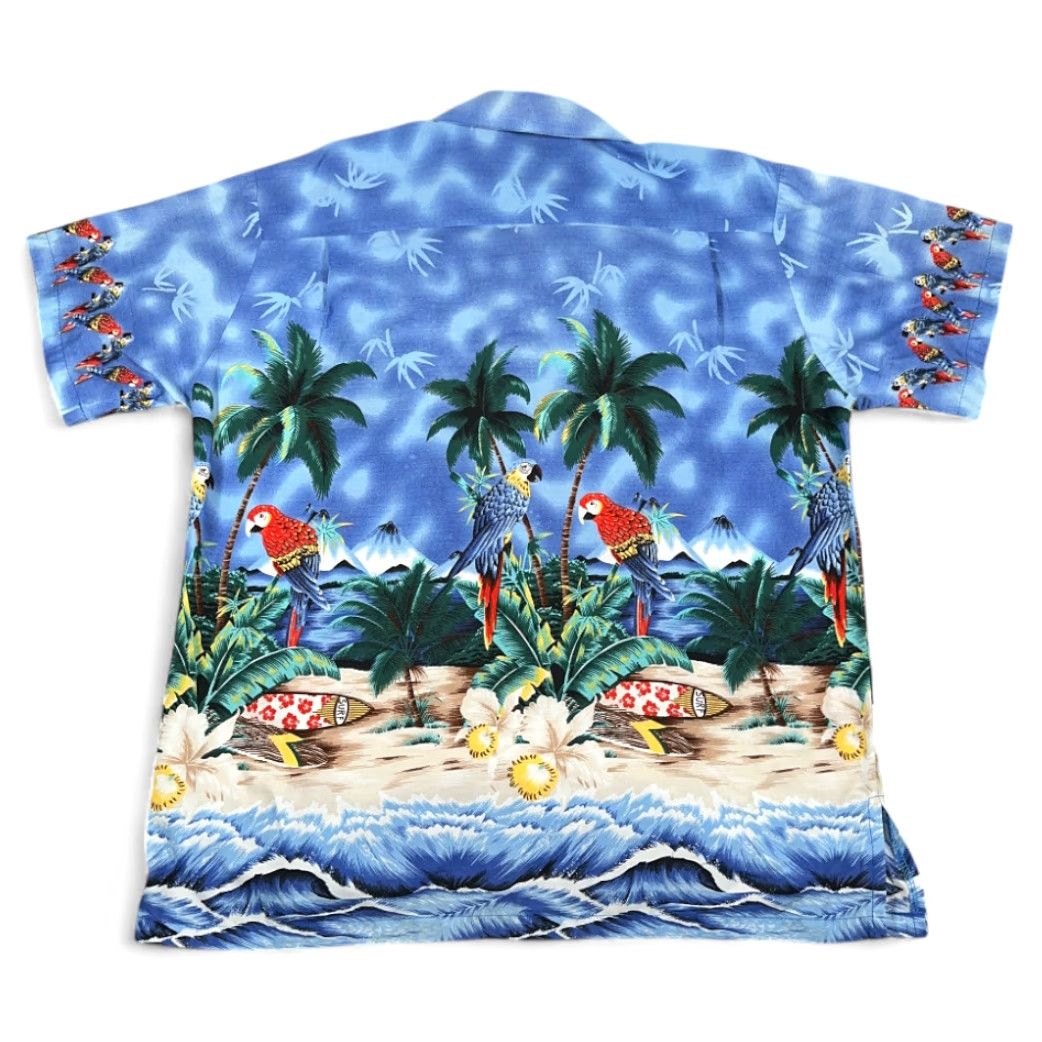 ALOHAS VINTAGE Go Hawaii Hawaiian Shirt Adult XL Blue Parrot Aloha Beach Surf 80s Shirt Size US L / EU 52-54 / 3 - 3 Thumbnail