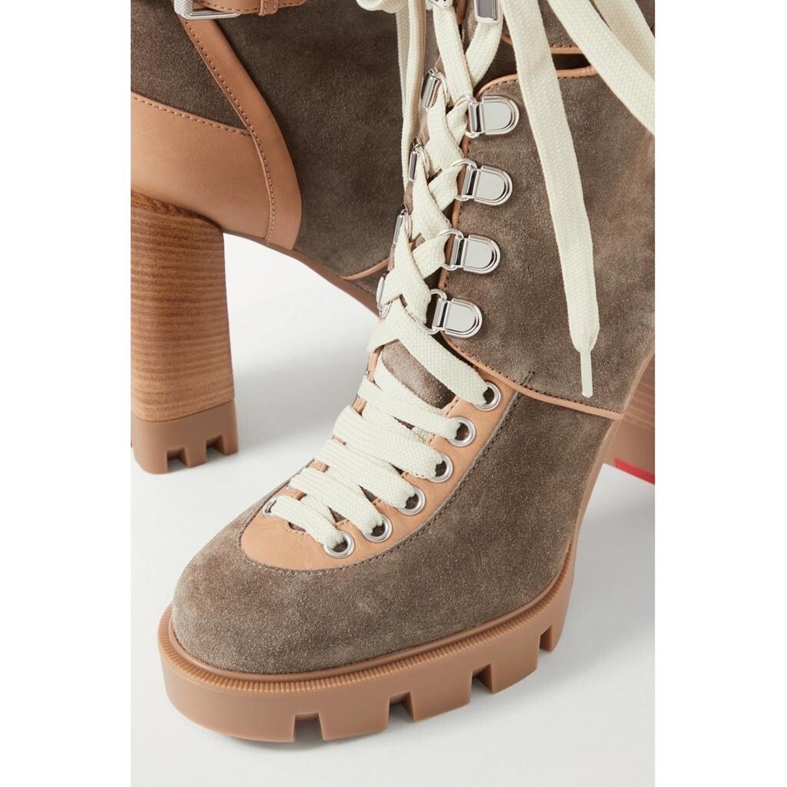 Christian Louboutin Christian Louboutin Macademia 100 Grey Suede Lace Up Size US 10 / IT 40 - 4 Thumbnail