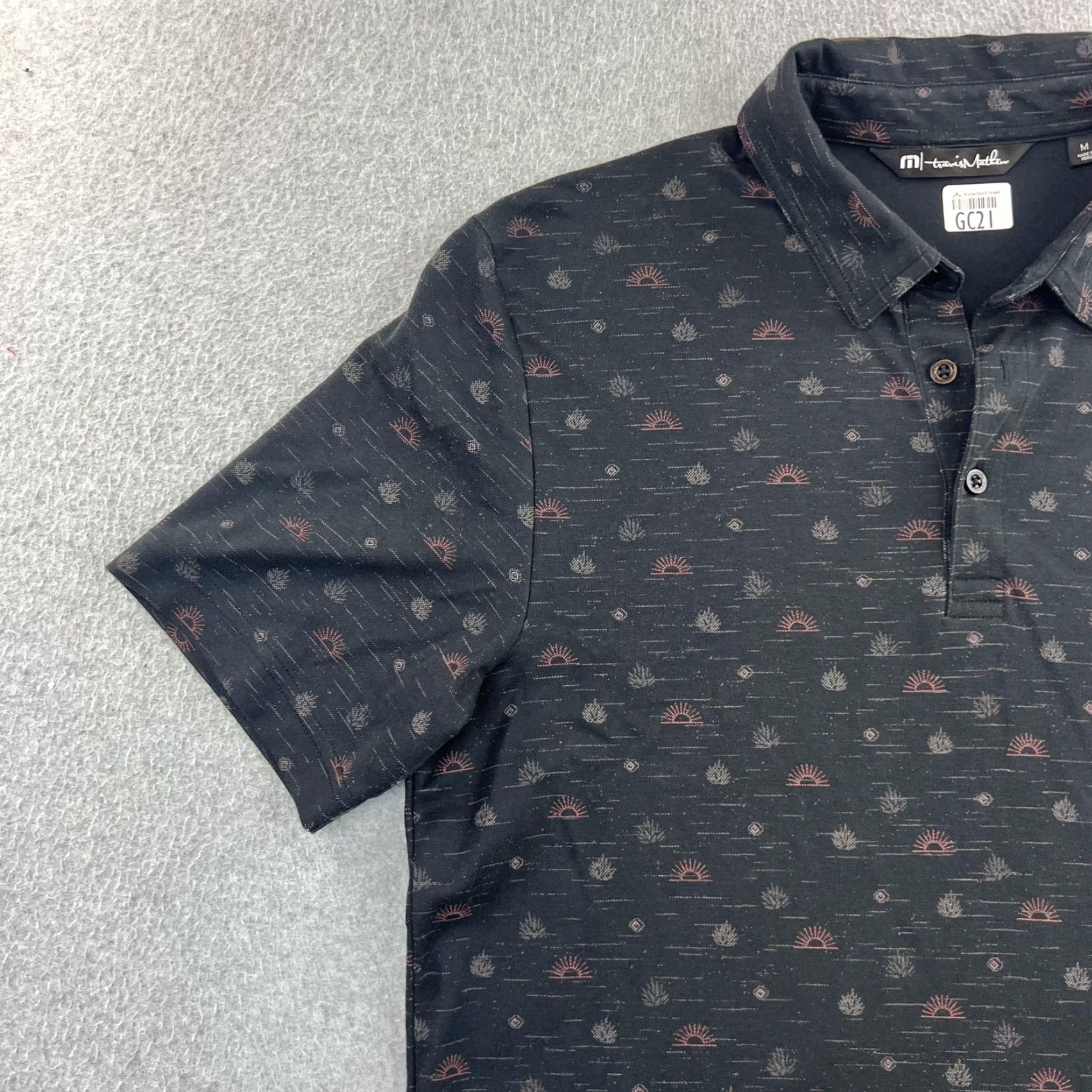 TravisMathew Travis Mathew Polo Shirt Mens M Black Golf Patterned SCP Hotels Adult Size US M / EU 48-50 / 2 - 6 Thumbnail