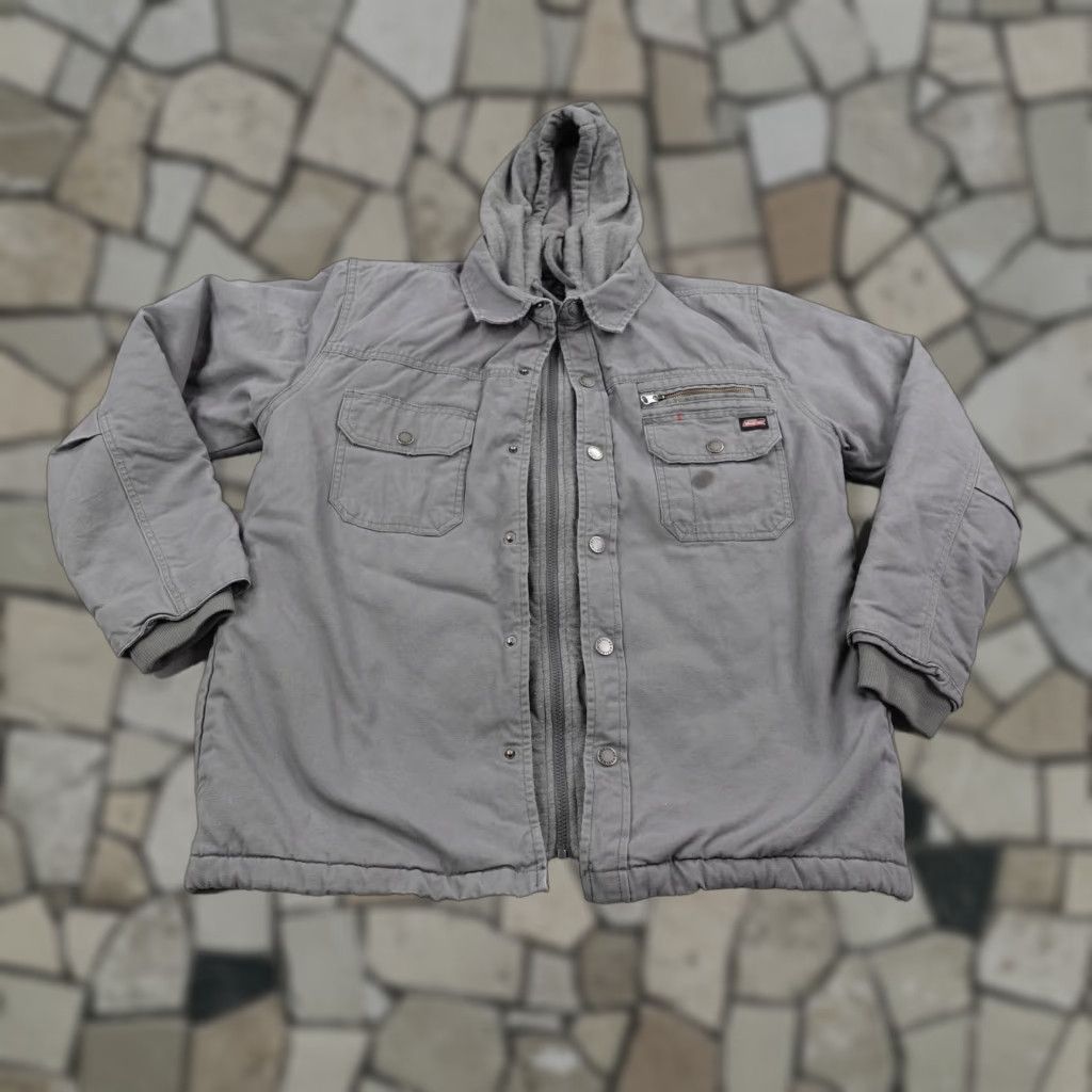 Dickies Dickies Jacket Mens Medium Gray Quilted Hoodie Chore Work Coat Utility Snap Zip Size US M / EU 48-50 / 2 - 1 Thumbnail